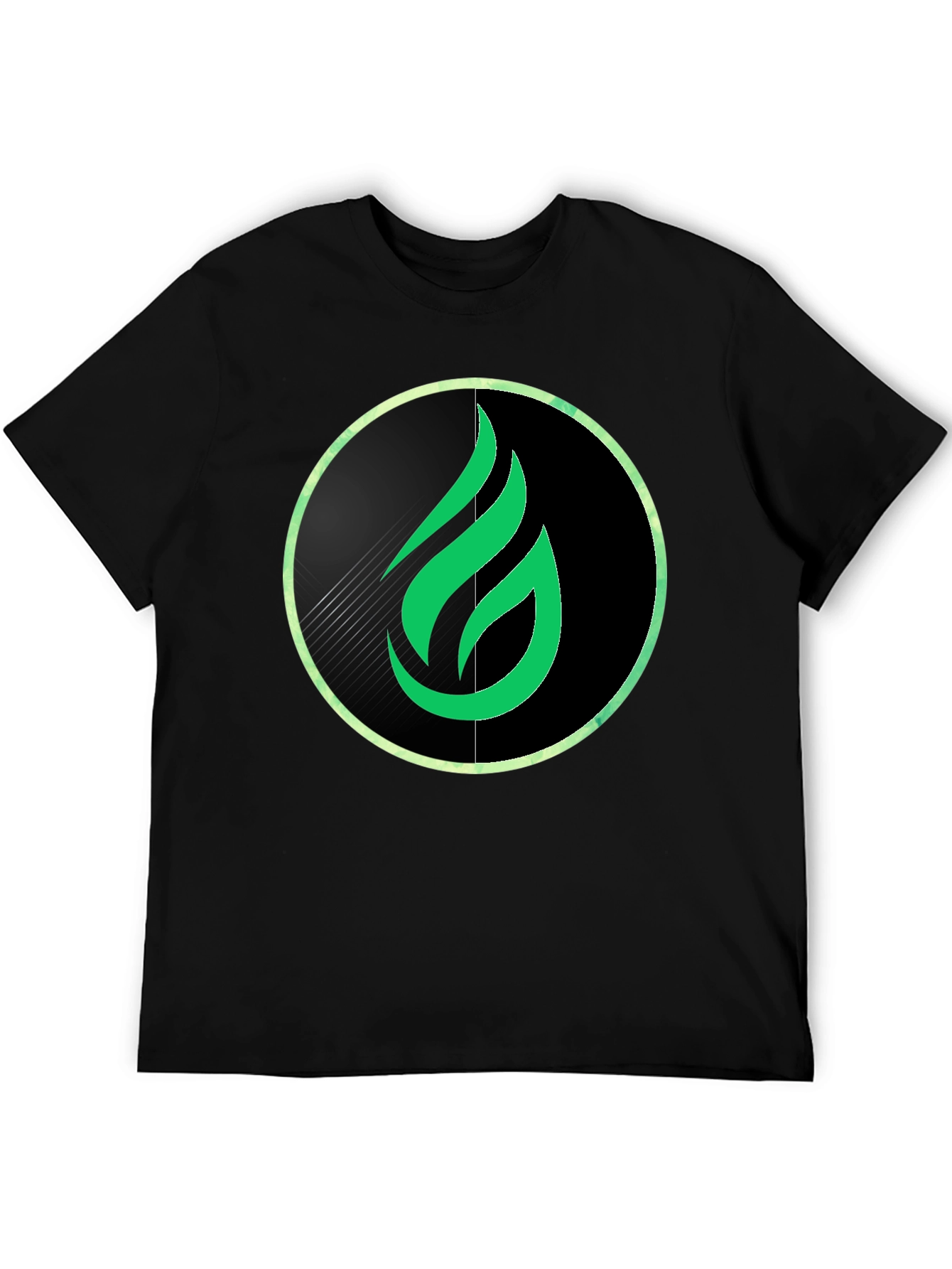 Green Flame Graphic Black Tee