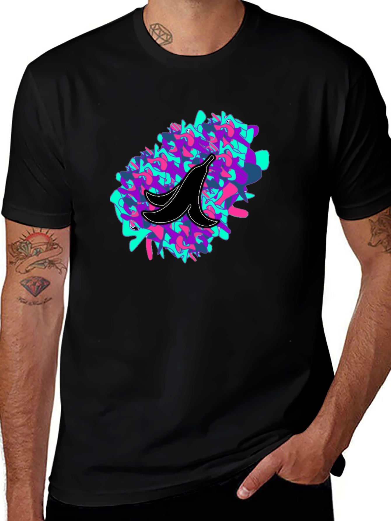 Abstract Banana Peel Graphic Tee - Black Unisex