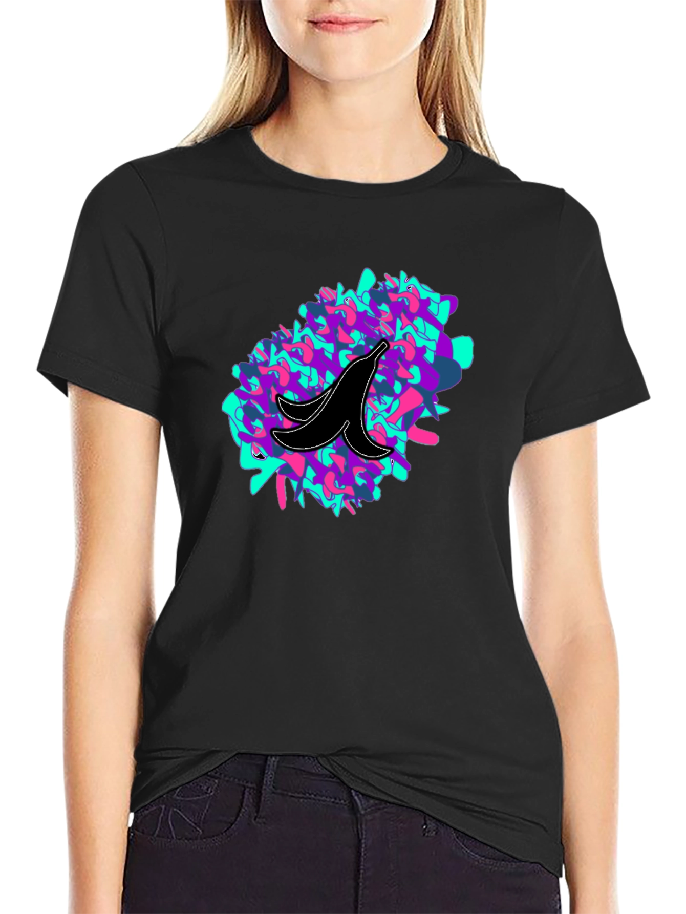 Abstract Banana Peel Graphic Tee - Black Unisex
