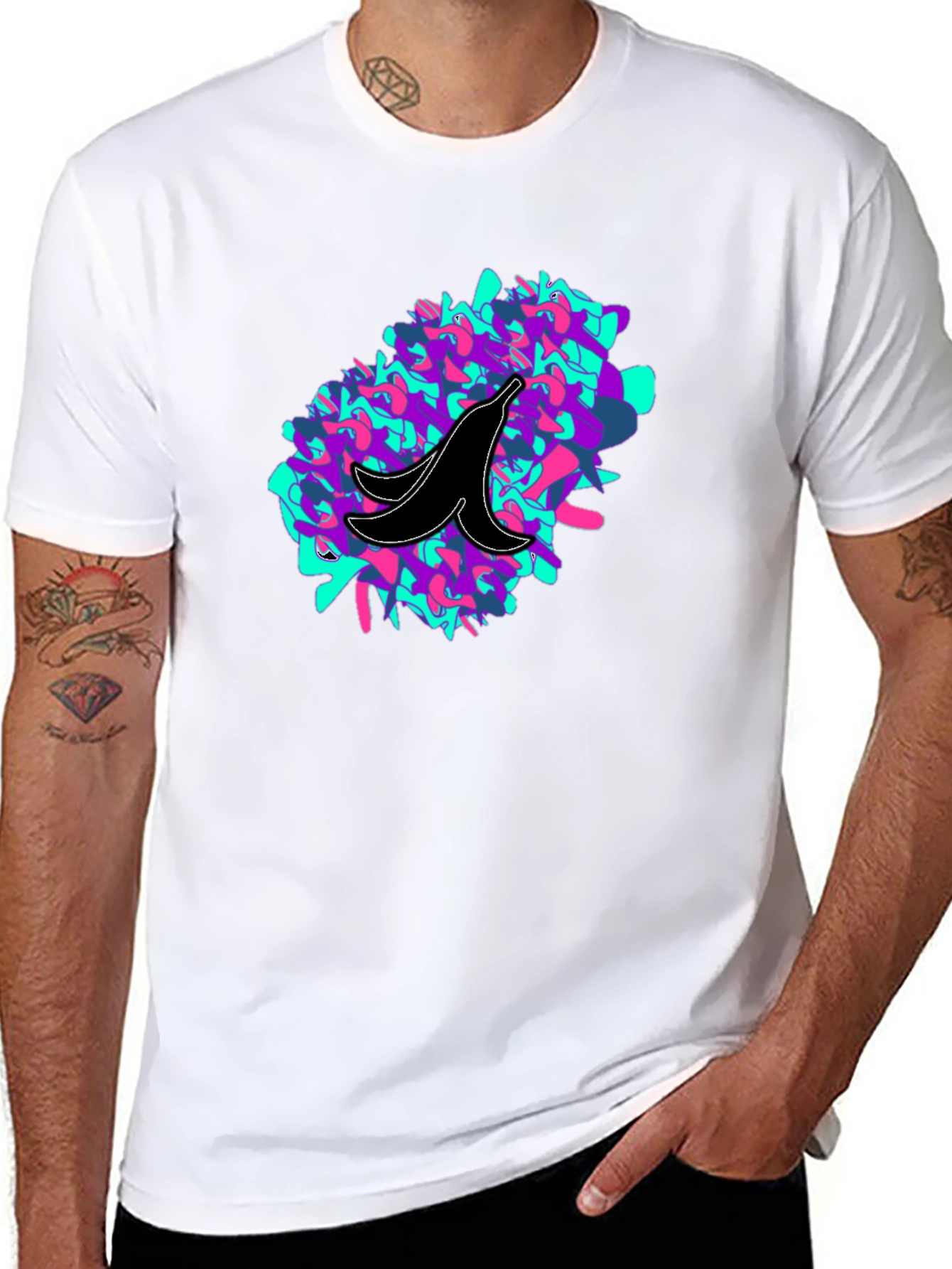 Abstract Banana Peel Graphic Tee - Black Unisex
