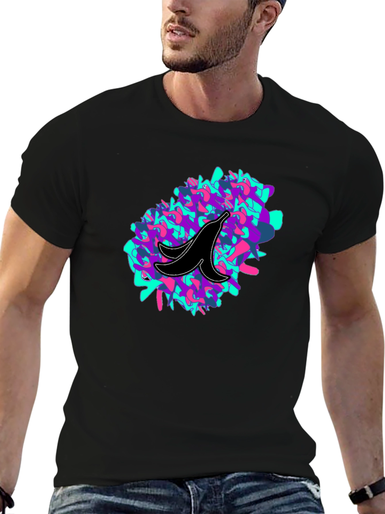 Abstract Banana Peel Graphic Tee - Black Unisex