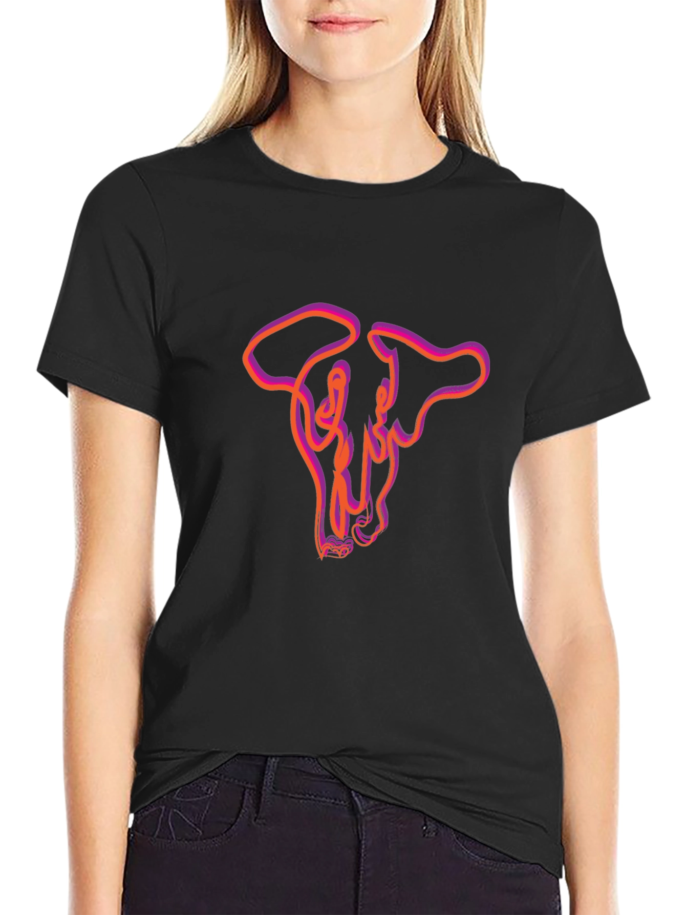 Abstract Bull Skull Graphic Tee - Mens Black T-Shirt