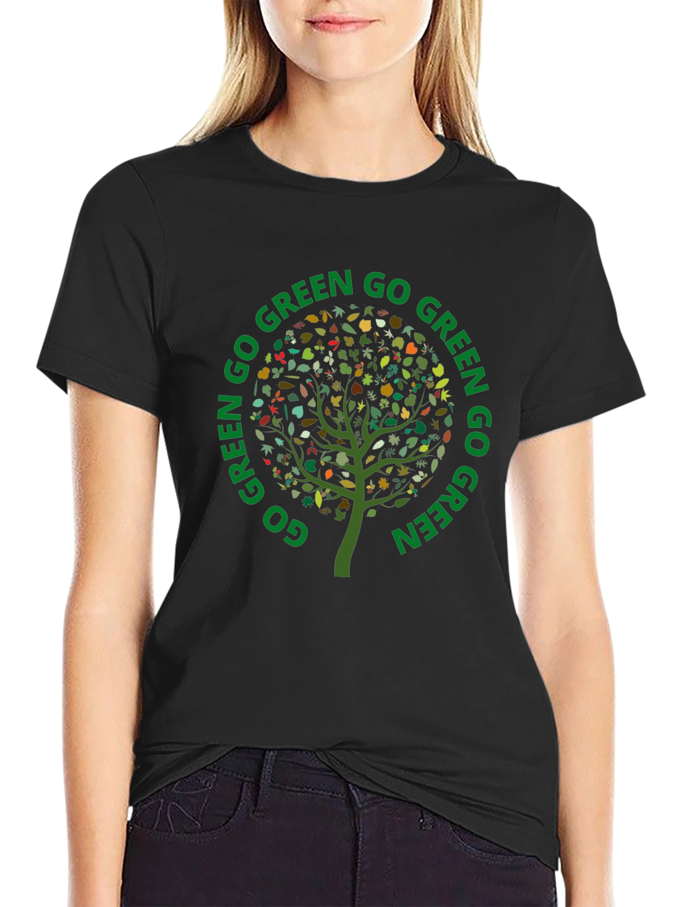 Go Green Tree Graphic T-Shirt