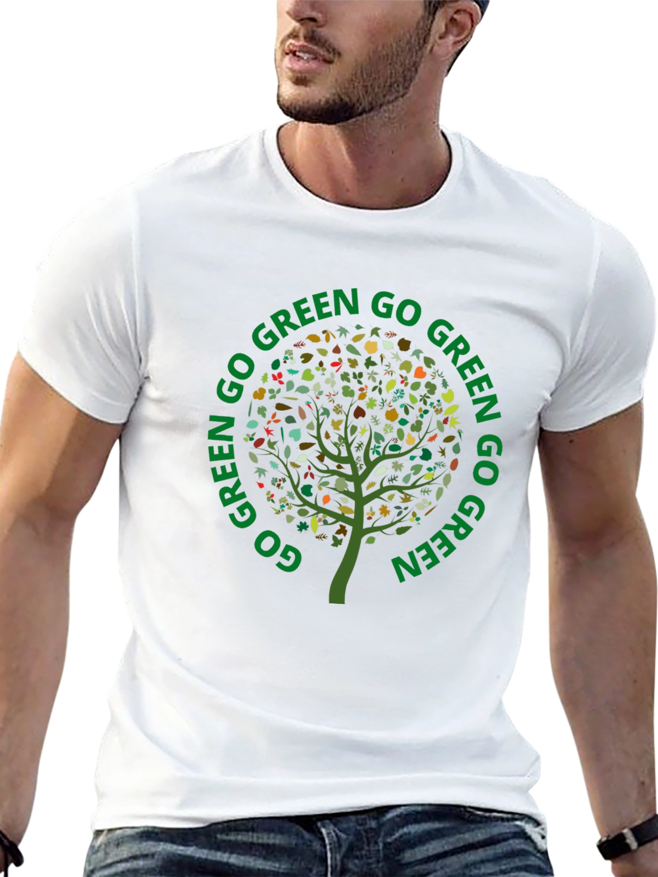 Go Green Tree Graphic T-Shirt