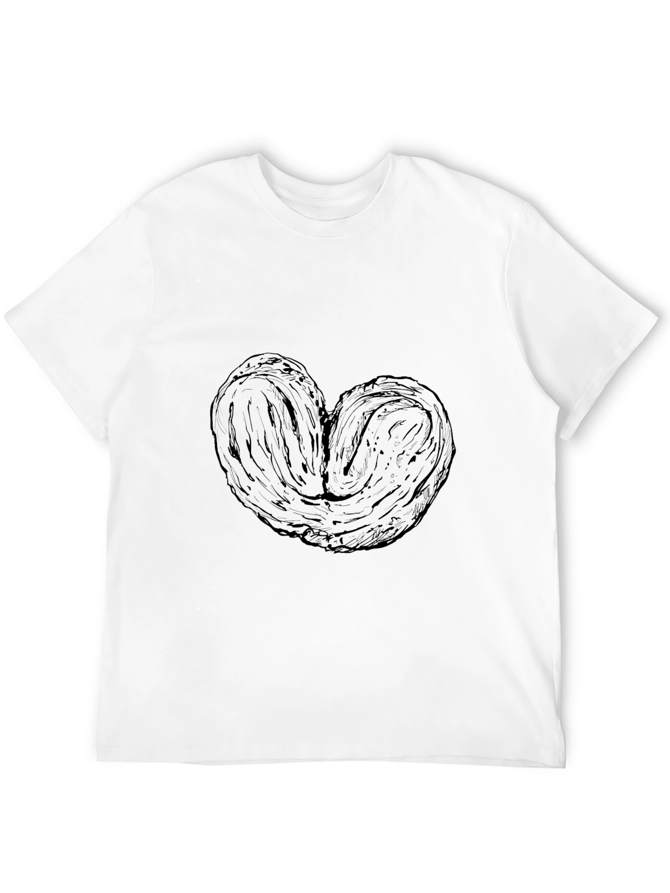 Heart-Shaped Palmier Pastry Graphic Tee - Black