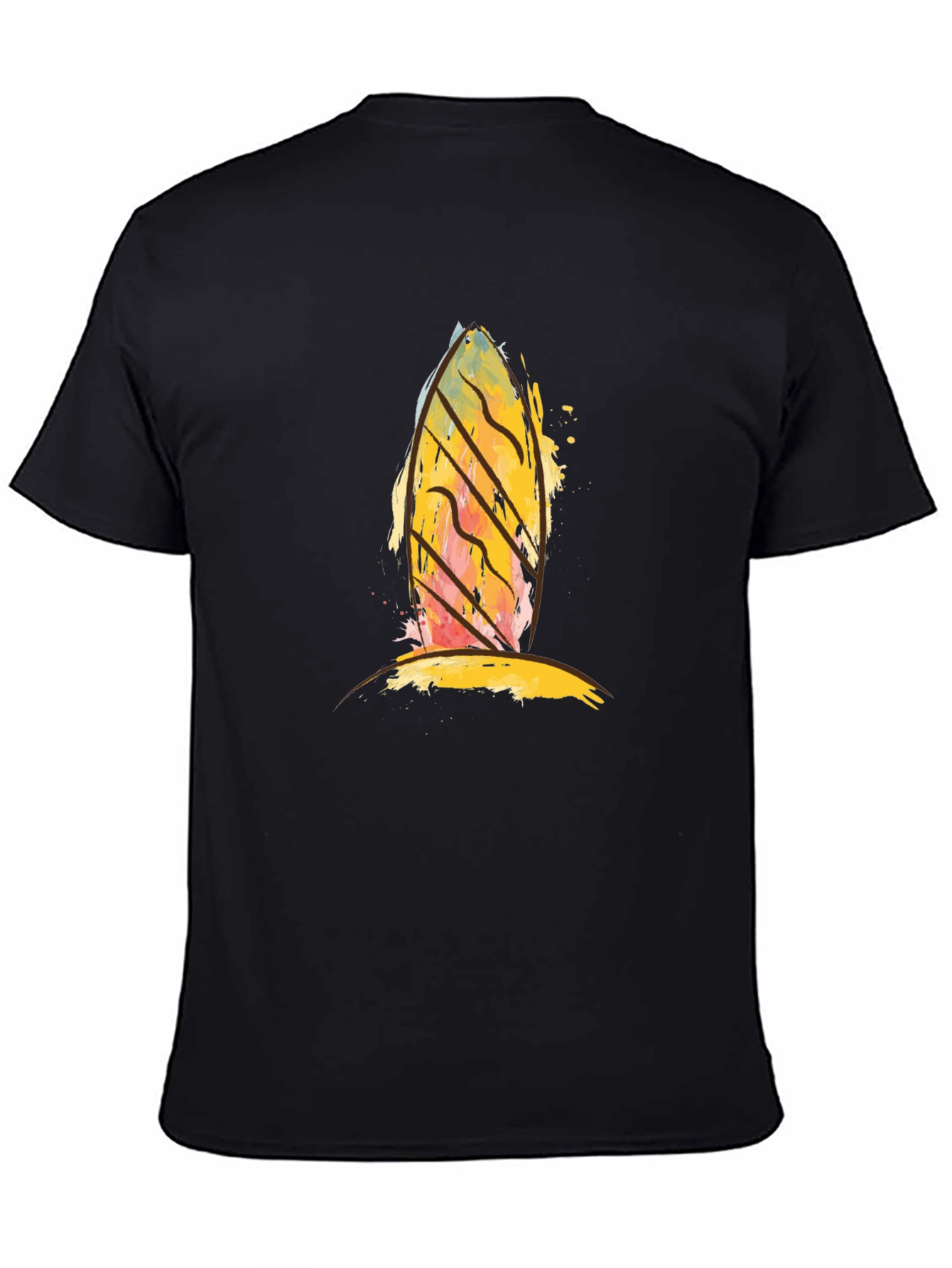 Abstract Surfboard Graphic Black T-Shirt