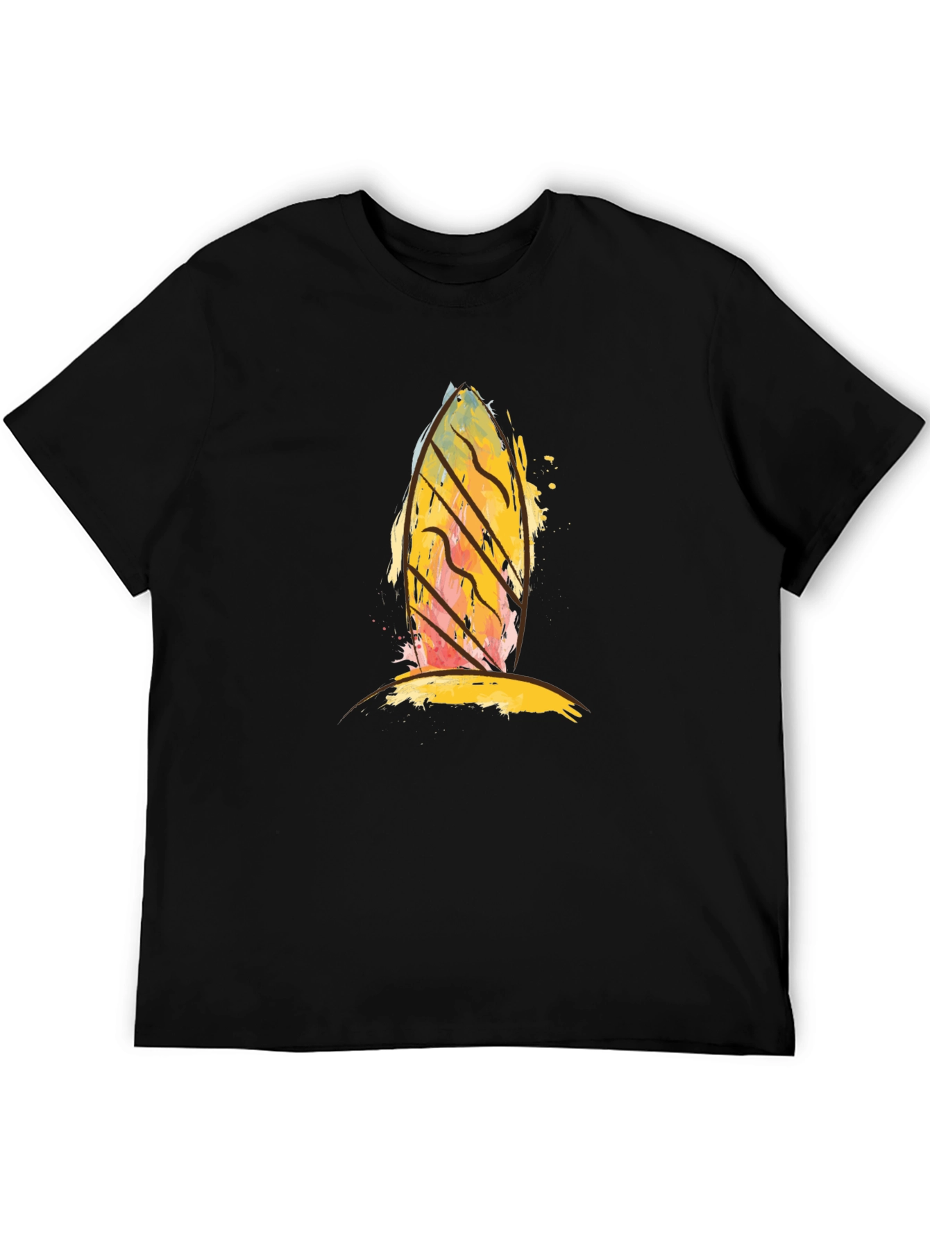 Abstract Surfboard Graphic Black T-Shirt