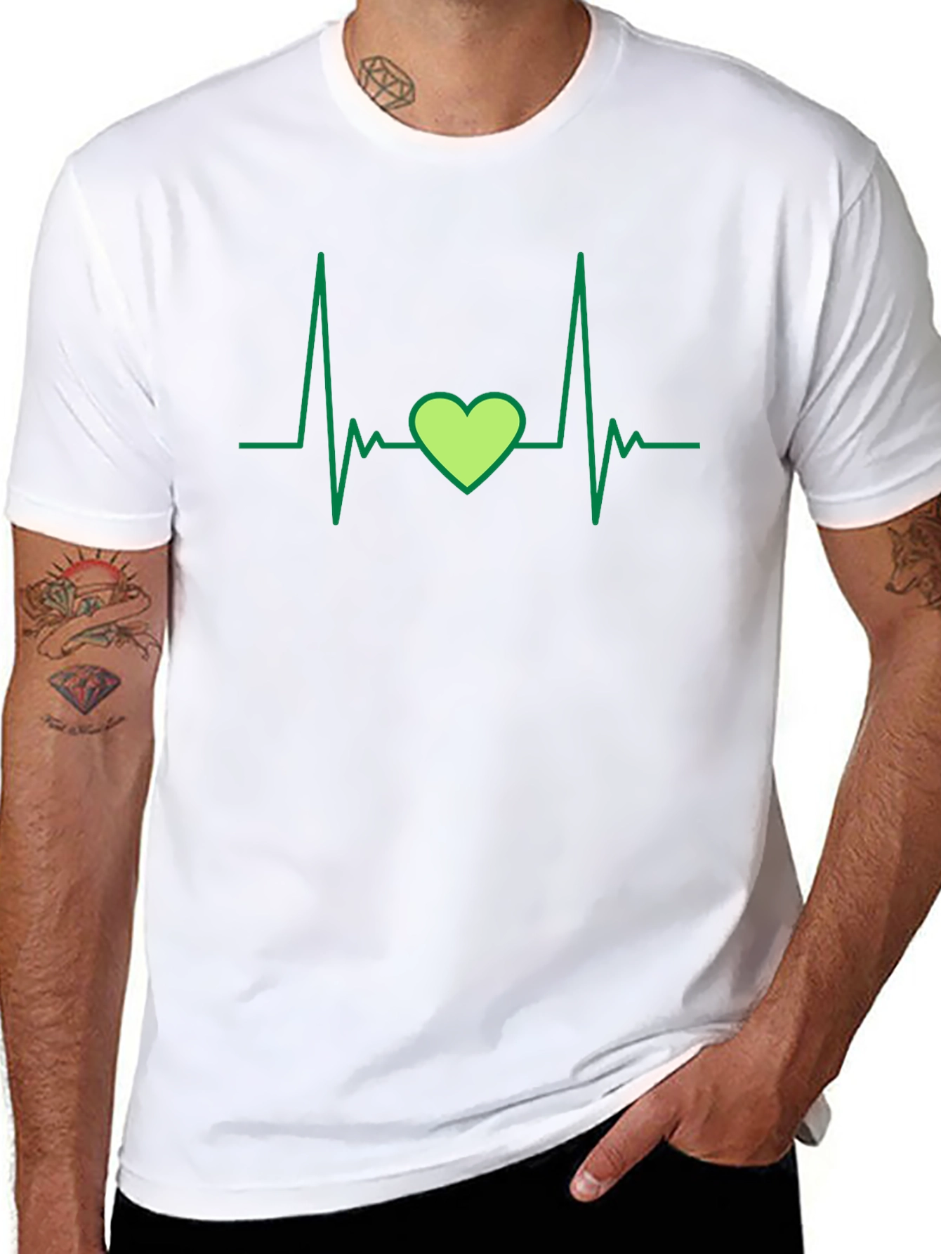 Heartbeat Love Heart T-Shirt - Black