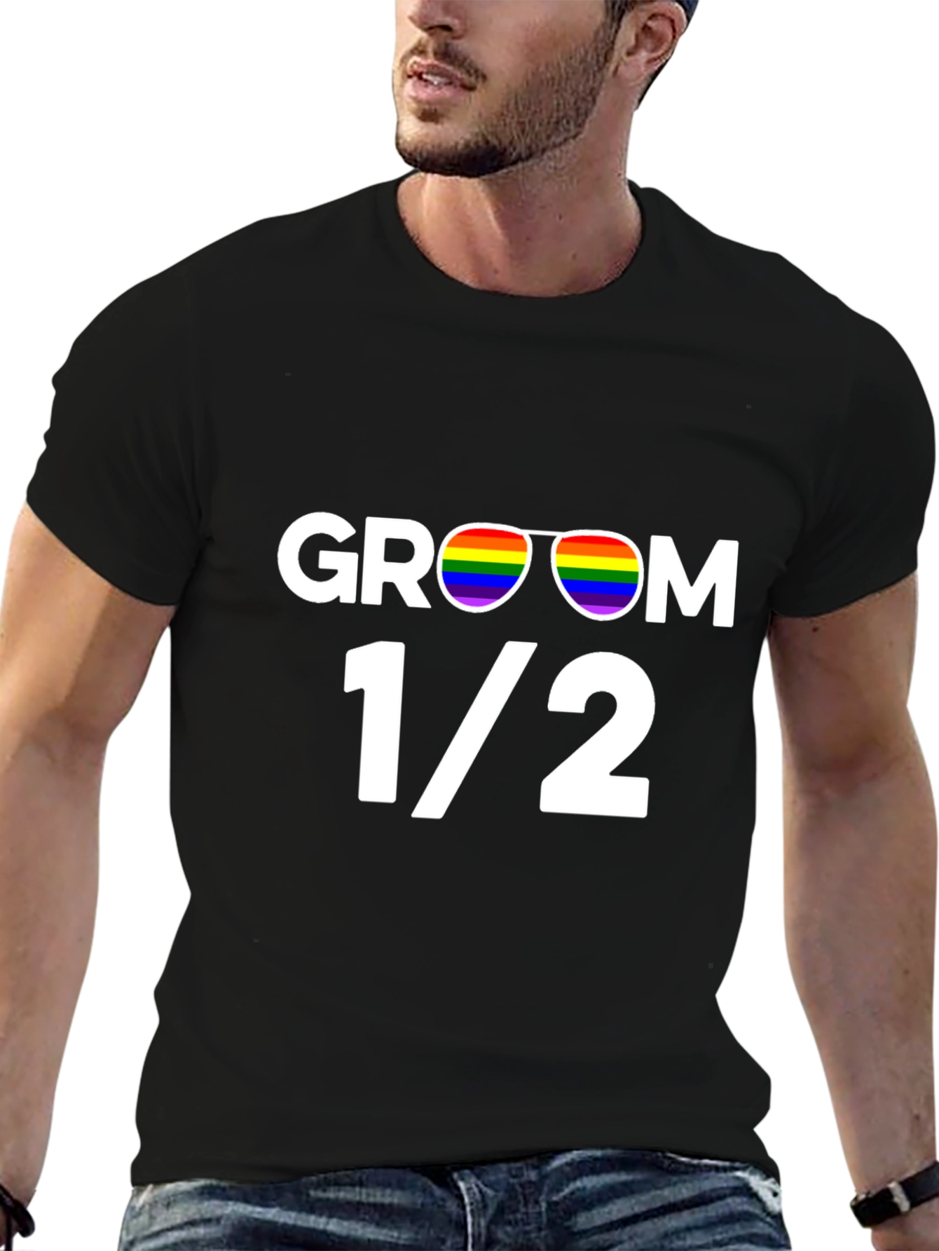 Groom 1/2 Pride T-Shirt - LGBTQ+ Wedding Tee