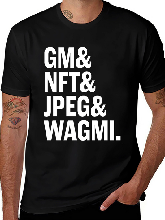 GM NFT JPEG WAGMI Black Graphic Tee