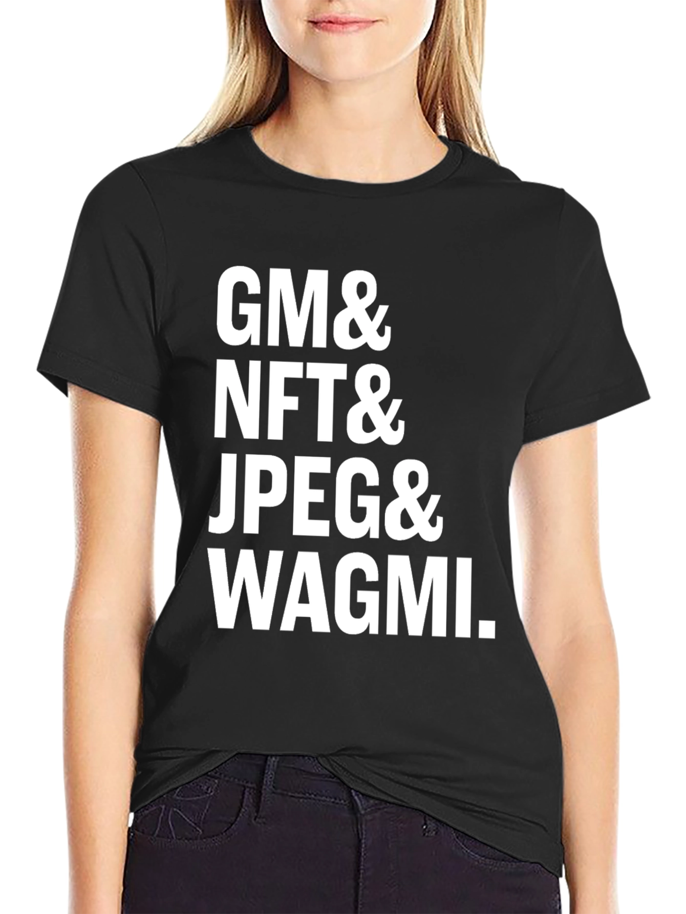 GM NFT JPEG WAGMI Black Graphic Tee