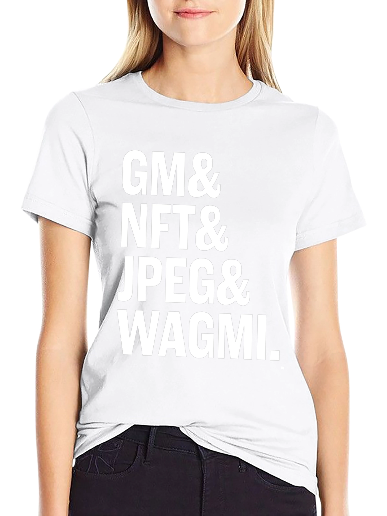 GM NFT JPEG WAGMI Black Graphic Tee