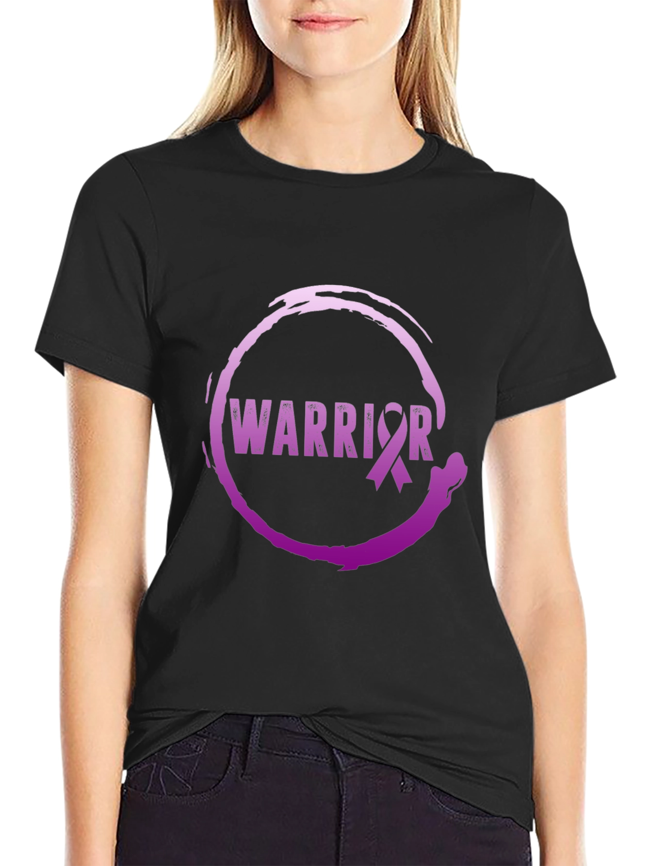 Warrior Ribbon Graphic Tee - Black