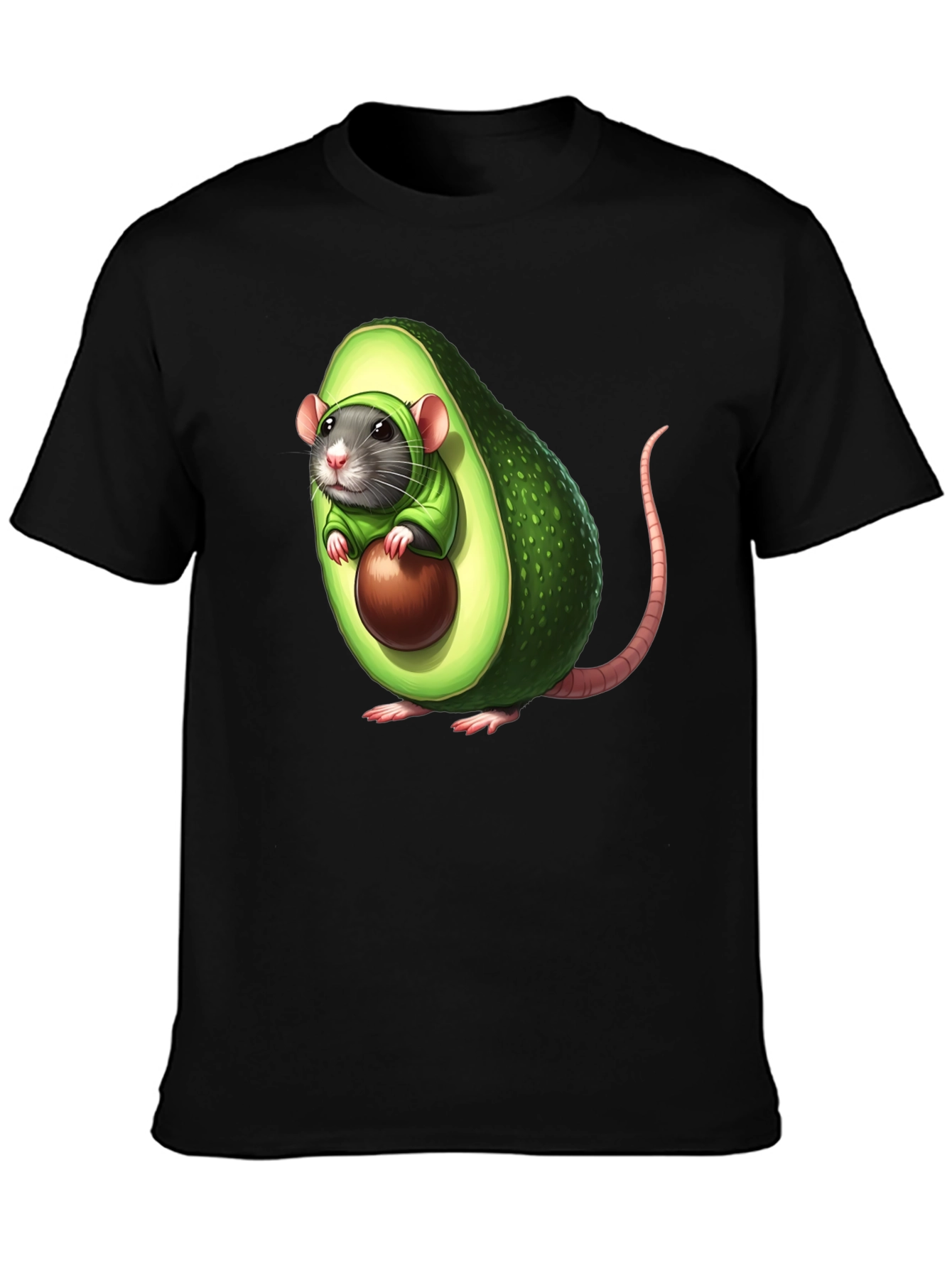 Avocado Rat Graphic T-Shirt - Unique Cartoon Tee