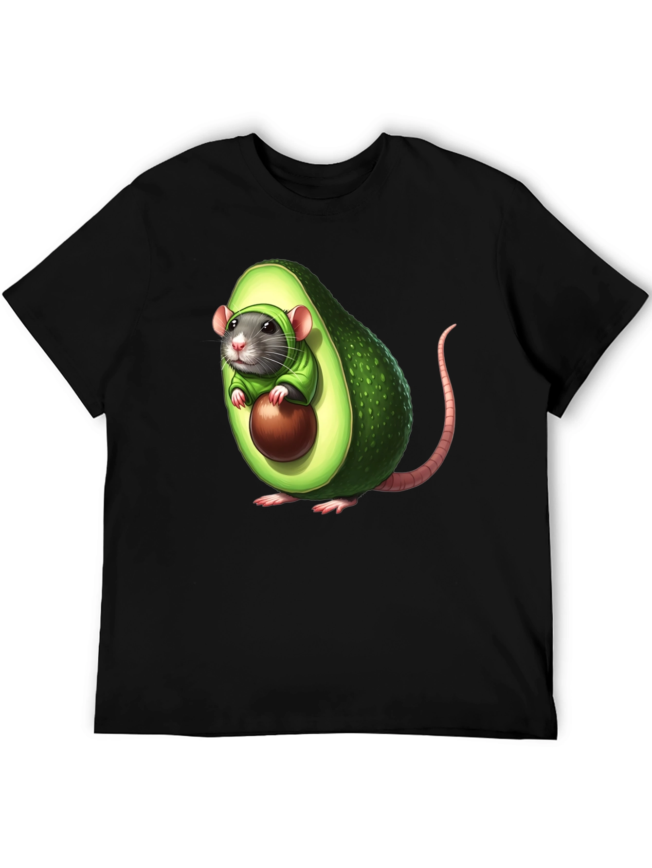 Avocado Rat Graphic T-Shirt - Unique Cartoon Tee