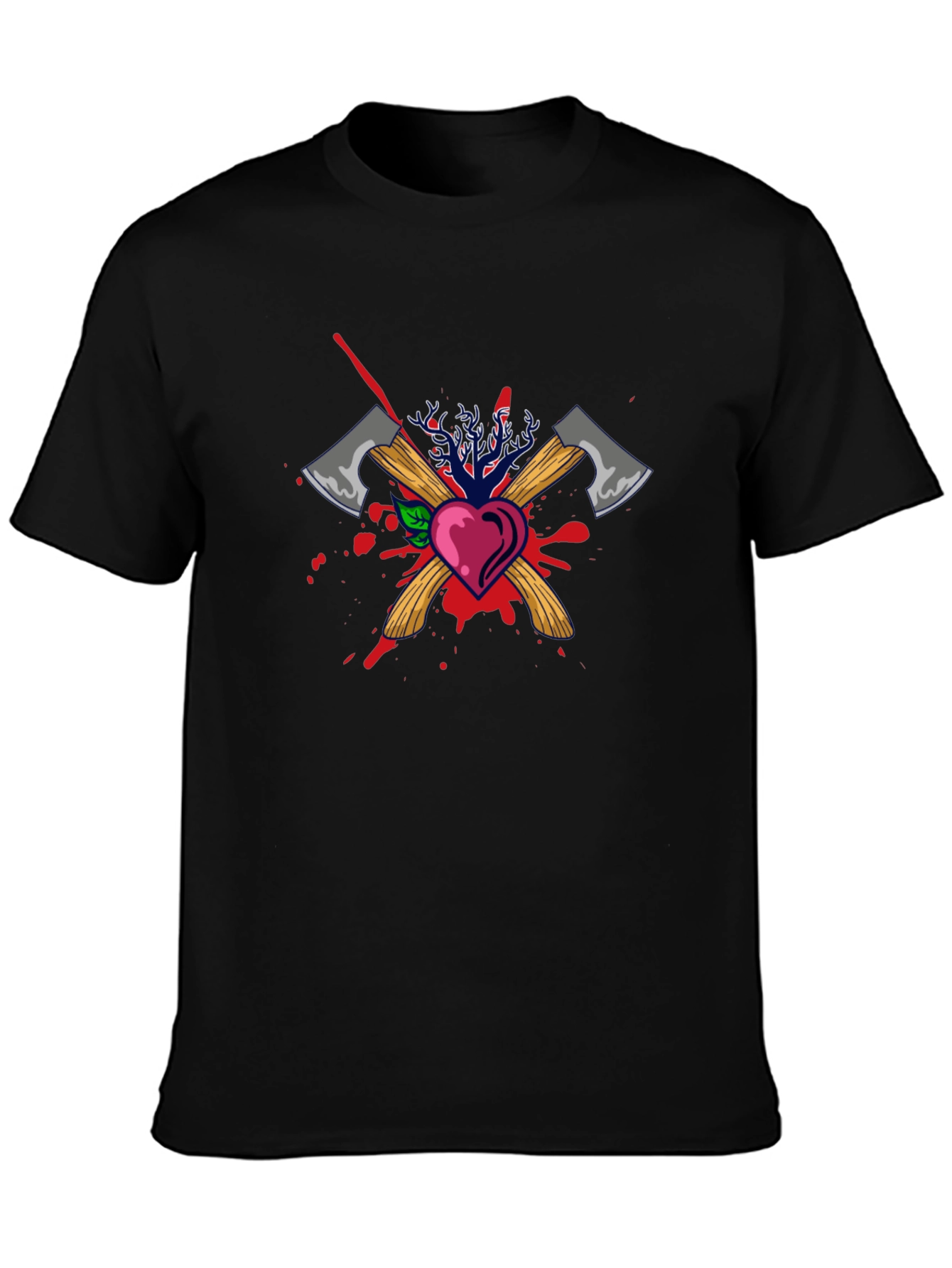 Heart Axe Graphic Black Tee