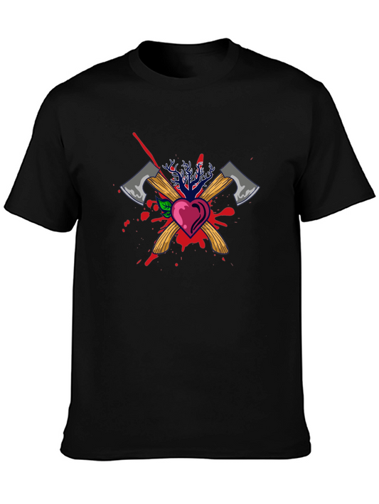 Heart Axe Graphic Black Tee