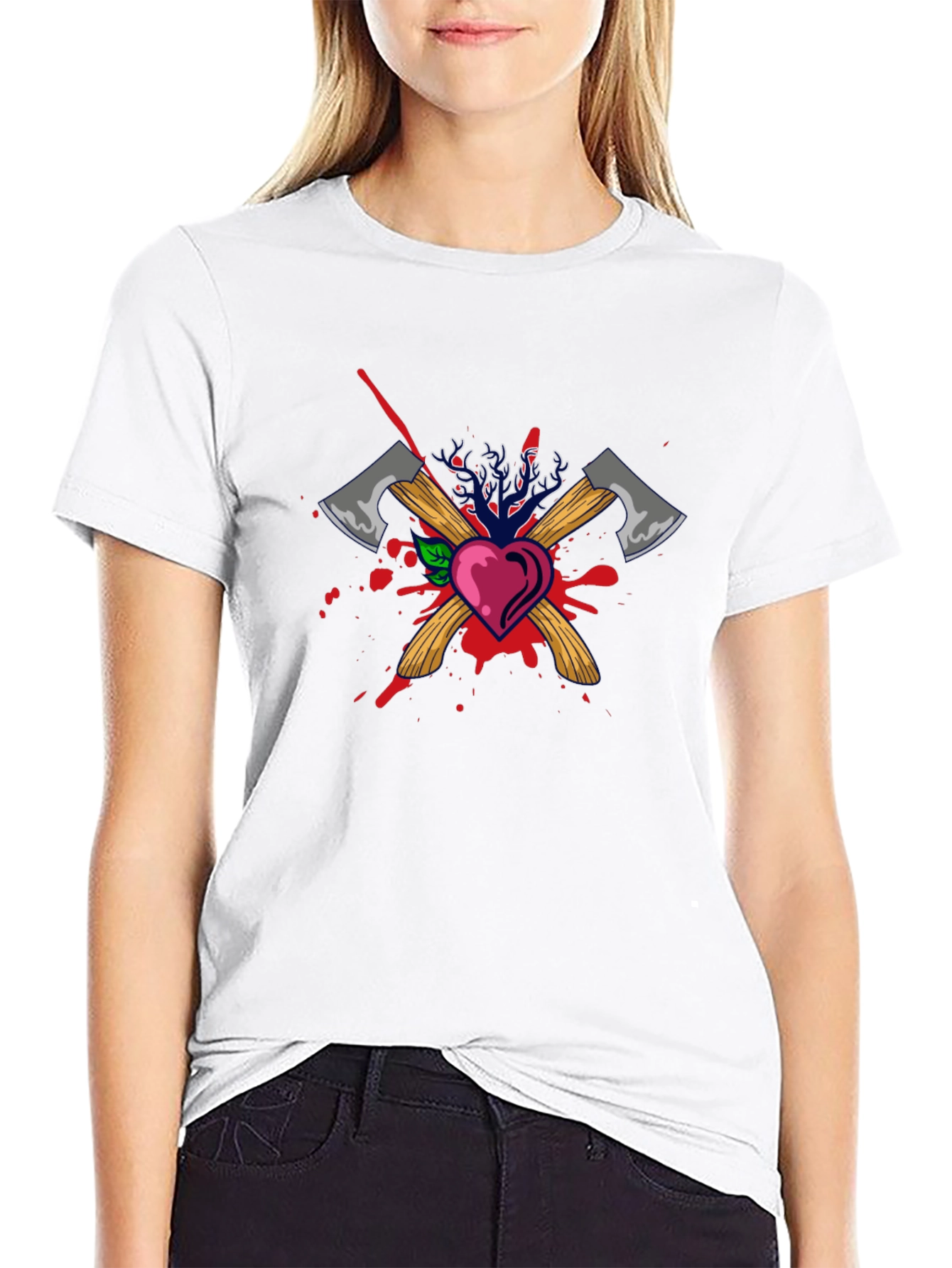 Heart Axe Graphic Black Tee