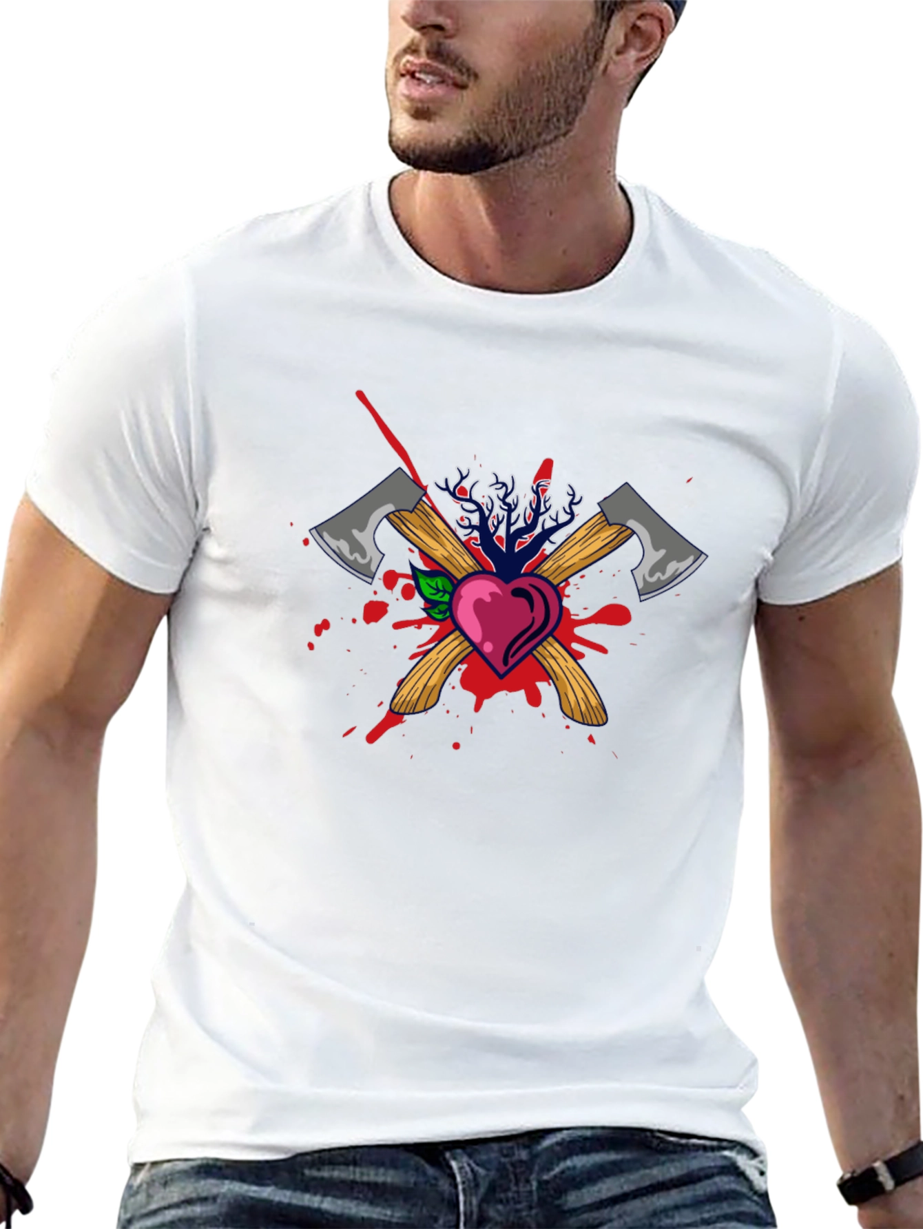 Heart Axe Graphic Black Tee