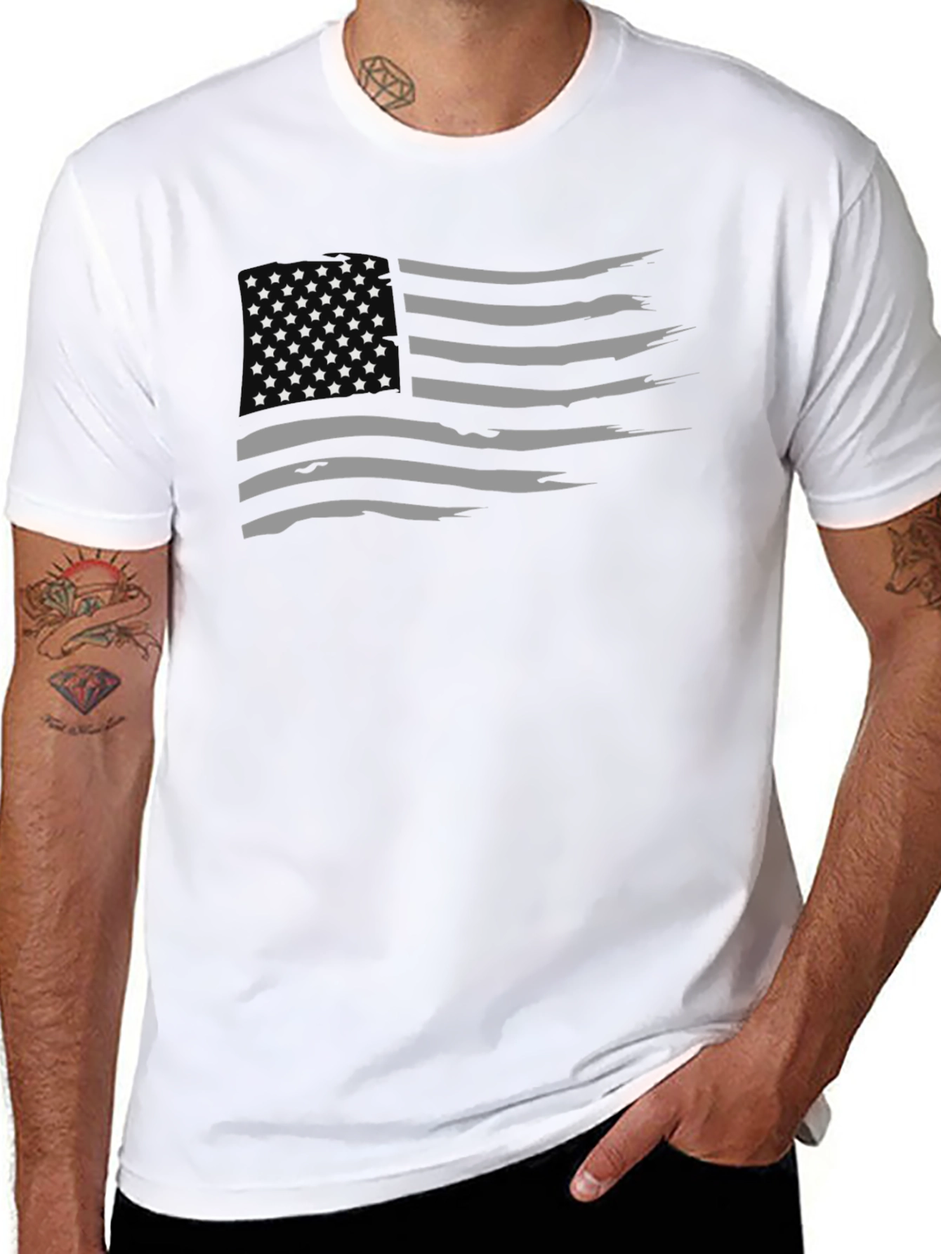 American Flag Distressed T-Shirt - Black