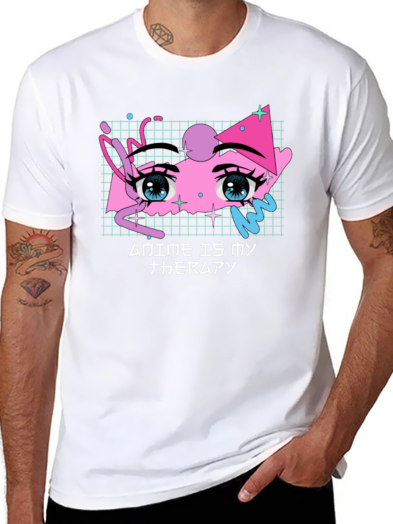 Anime Eyes Graphic Black T-Shirt