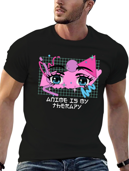 Anime Eyes Graphic Black T-Shirt