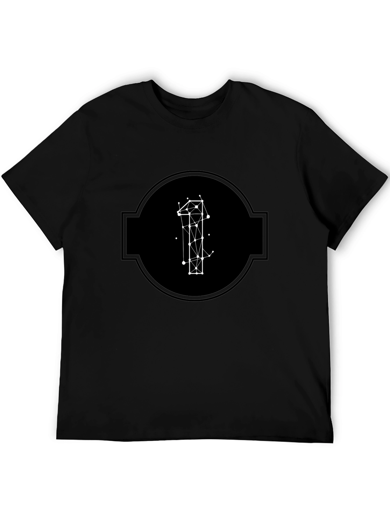 Geometric Number One Black T-Shirt