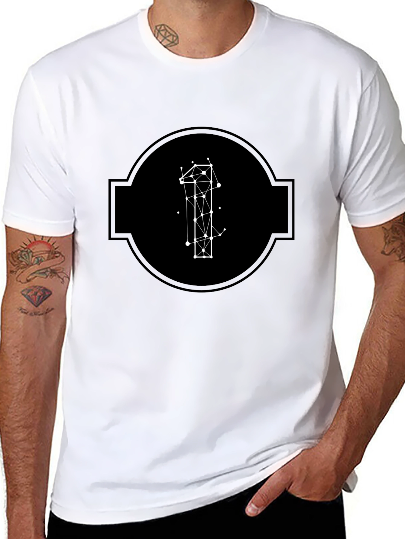 Geometric Number One Black T-Shirt