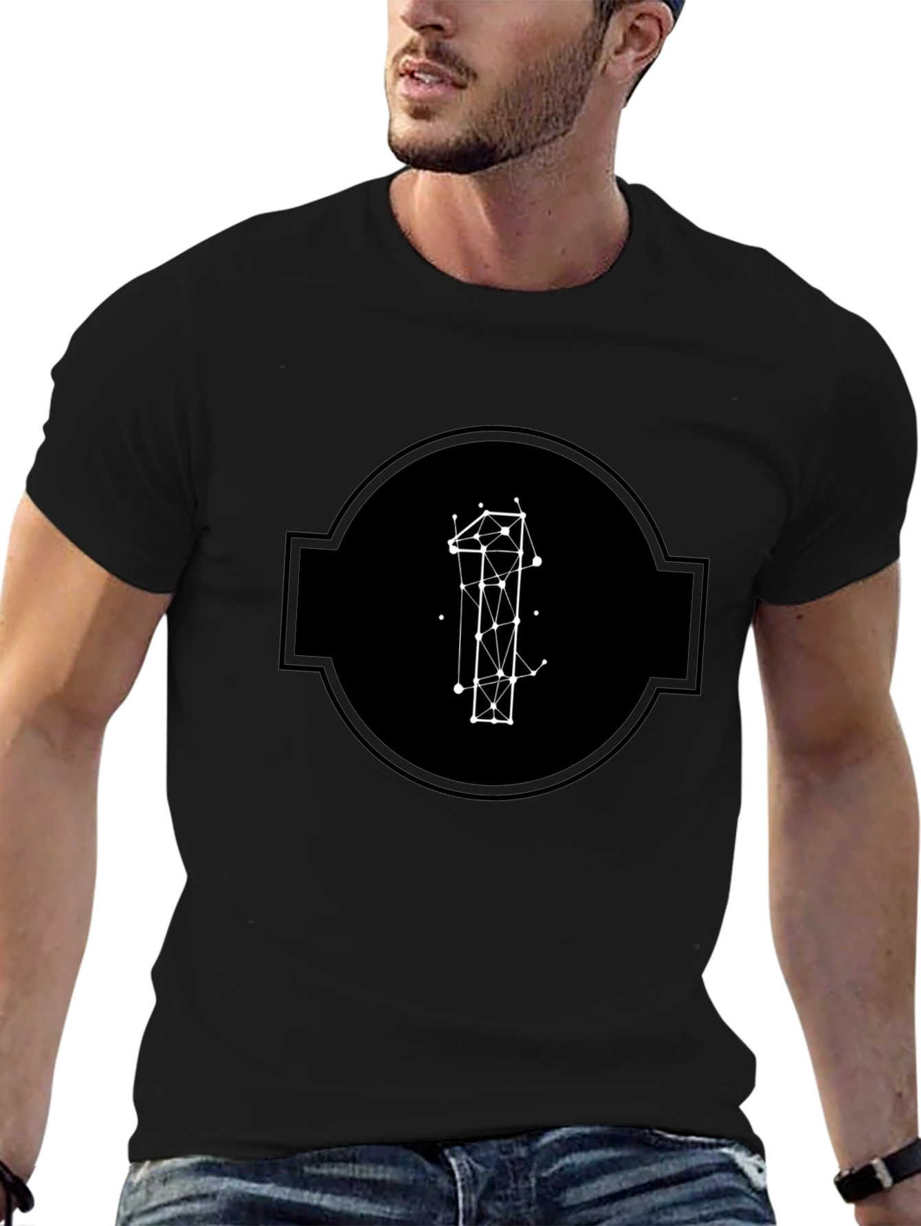 Geometric Number One Black T-Shirt