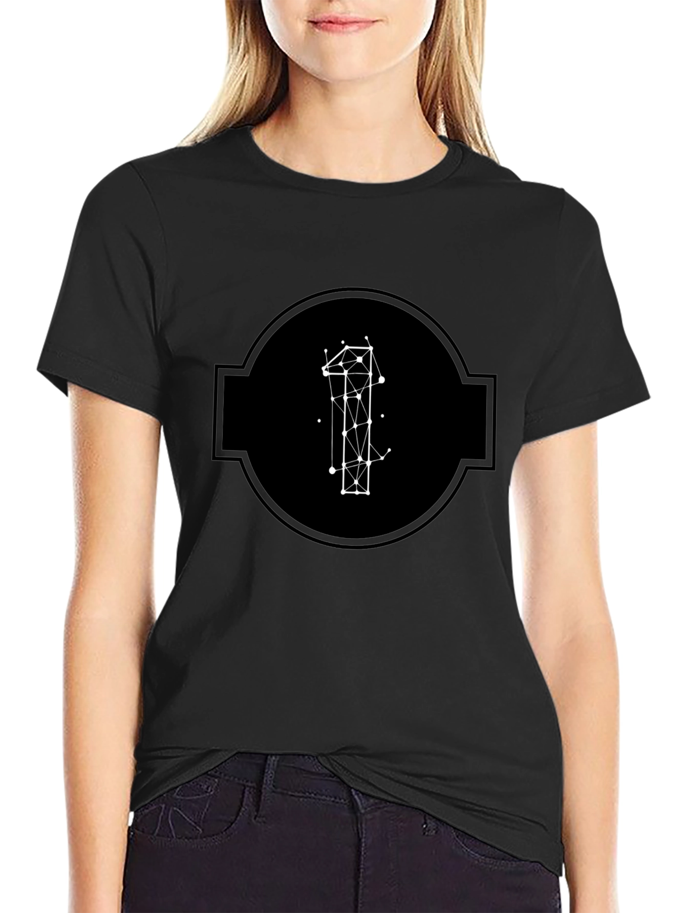 Geometric Number One Black T-Shirt