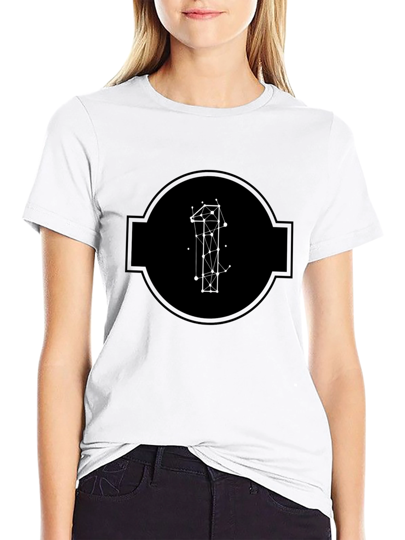 Geometric Number One Black T-Shirt