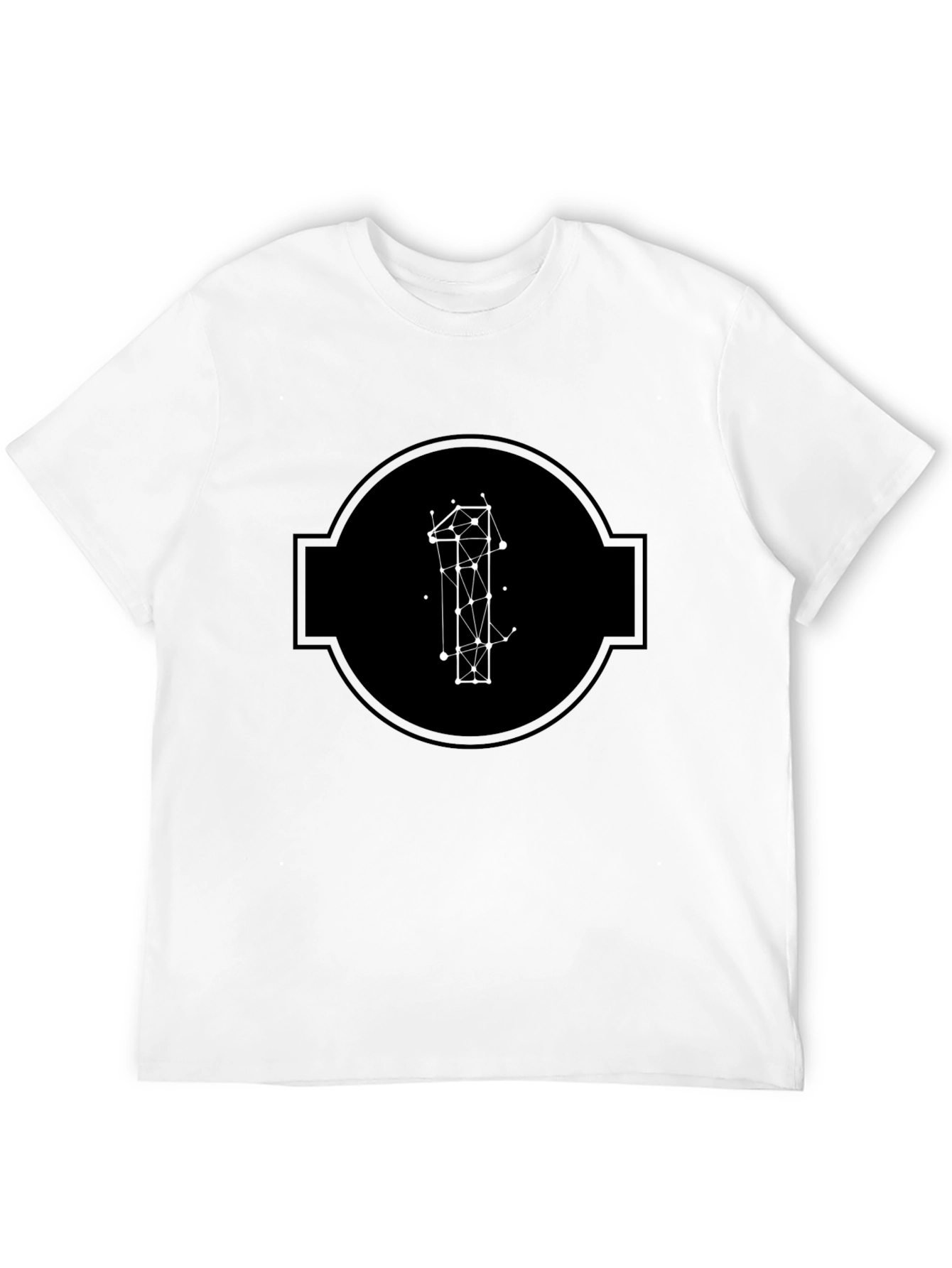 Geometric Number One Black T-Shirt