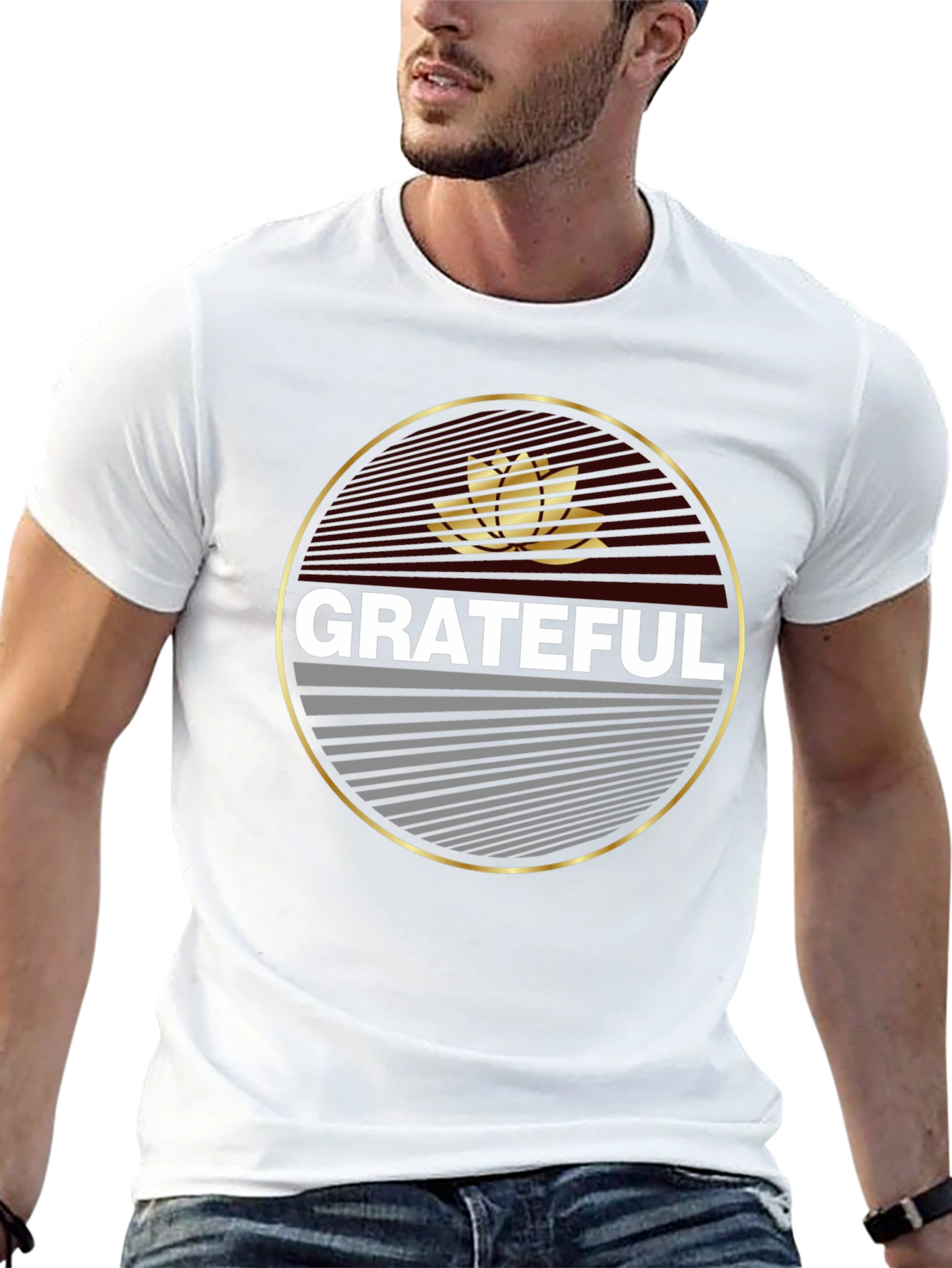 Grateful Lotus Graphic Print Black T-Shirt