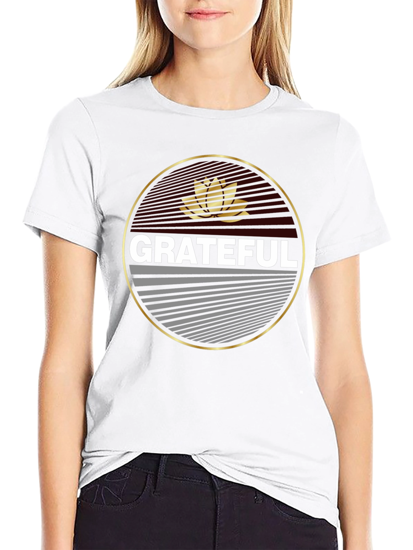 Grateful Lotus Graphic Print Black T-Shirt