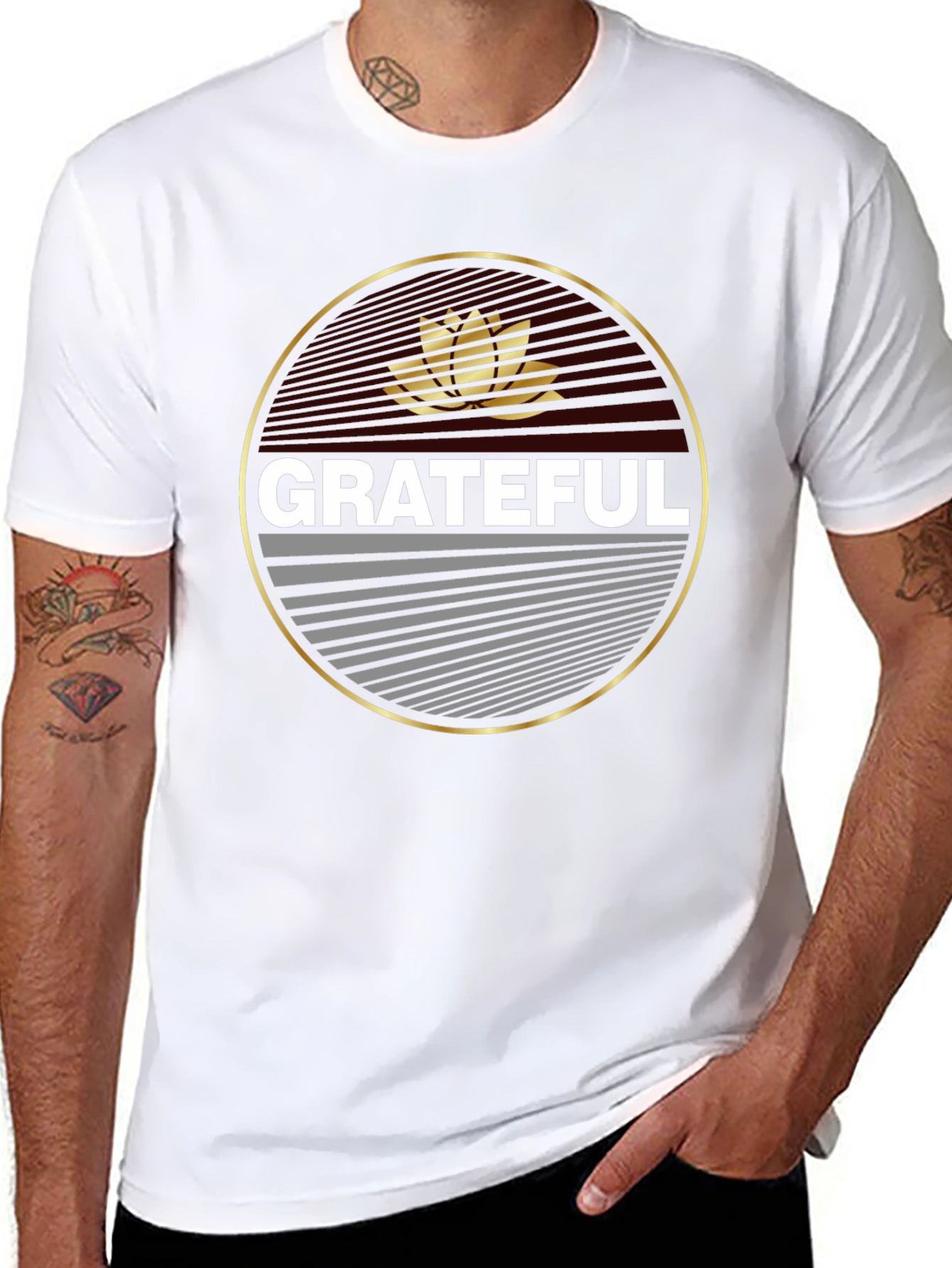 Grateful Lotus Graphic Print Black T-Shirt
