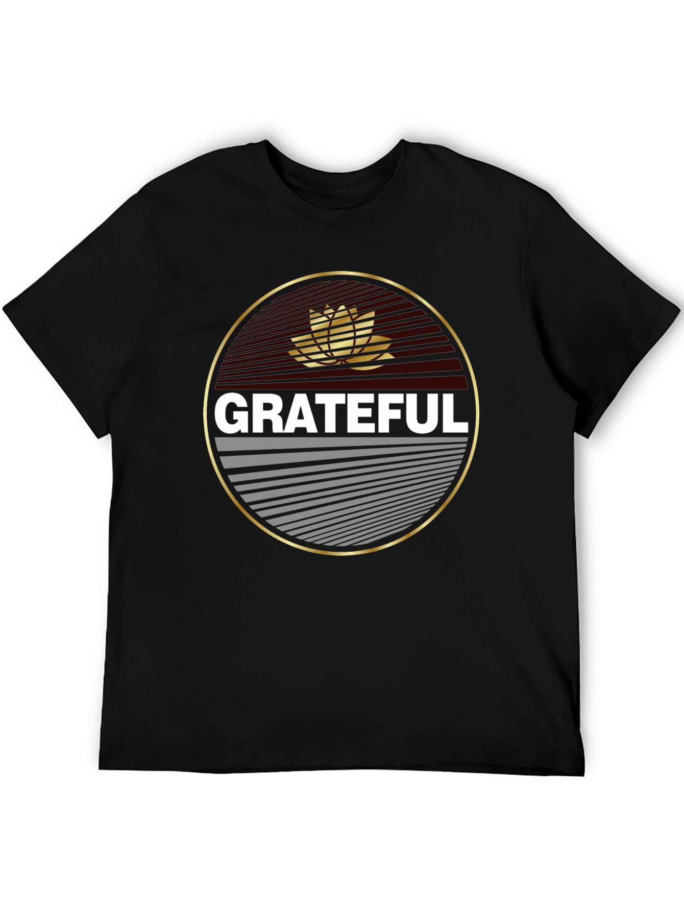 Grateful Lotus Graphic Print Black T-Shirt