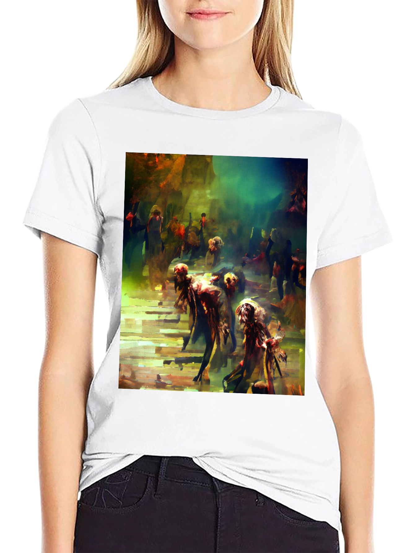 Artistic Zombie Throng Graphic Tee