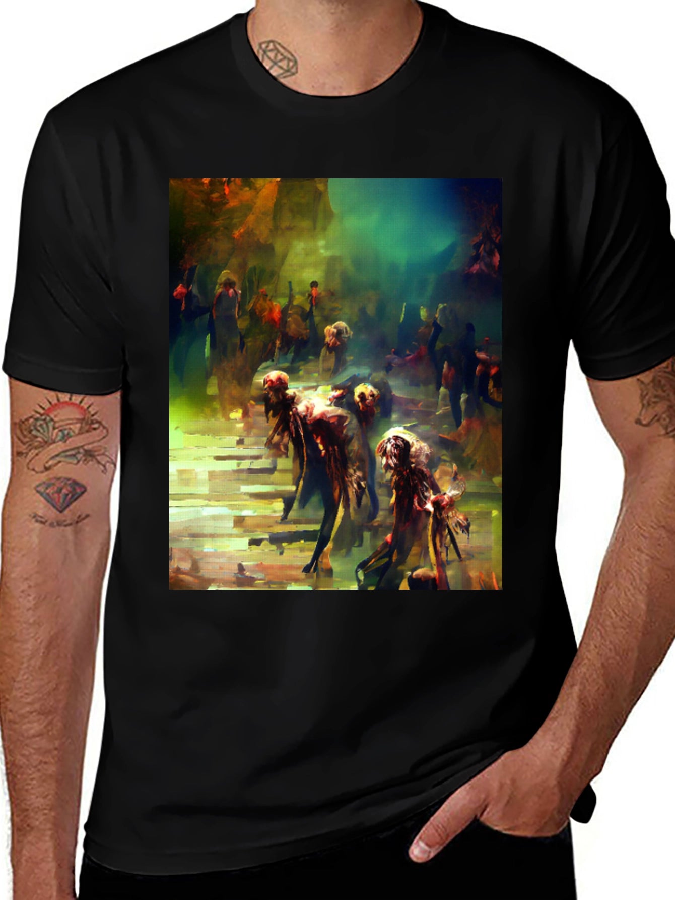 Artistic Zombie Throng Graphic Tee