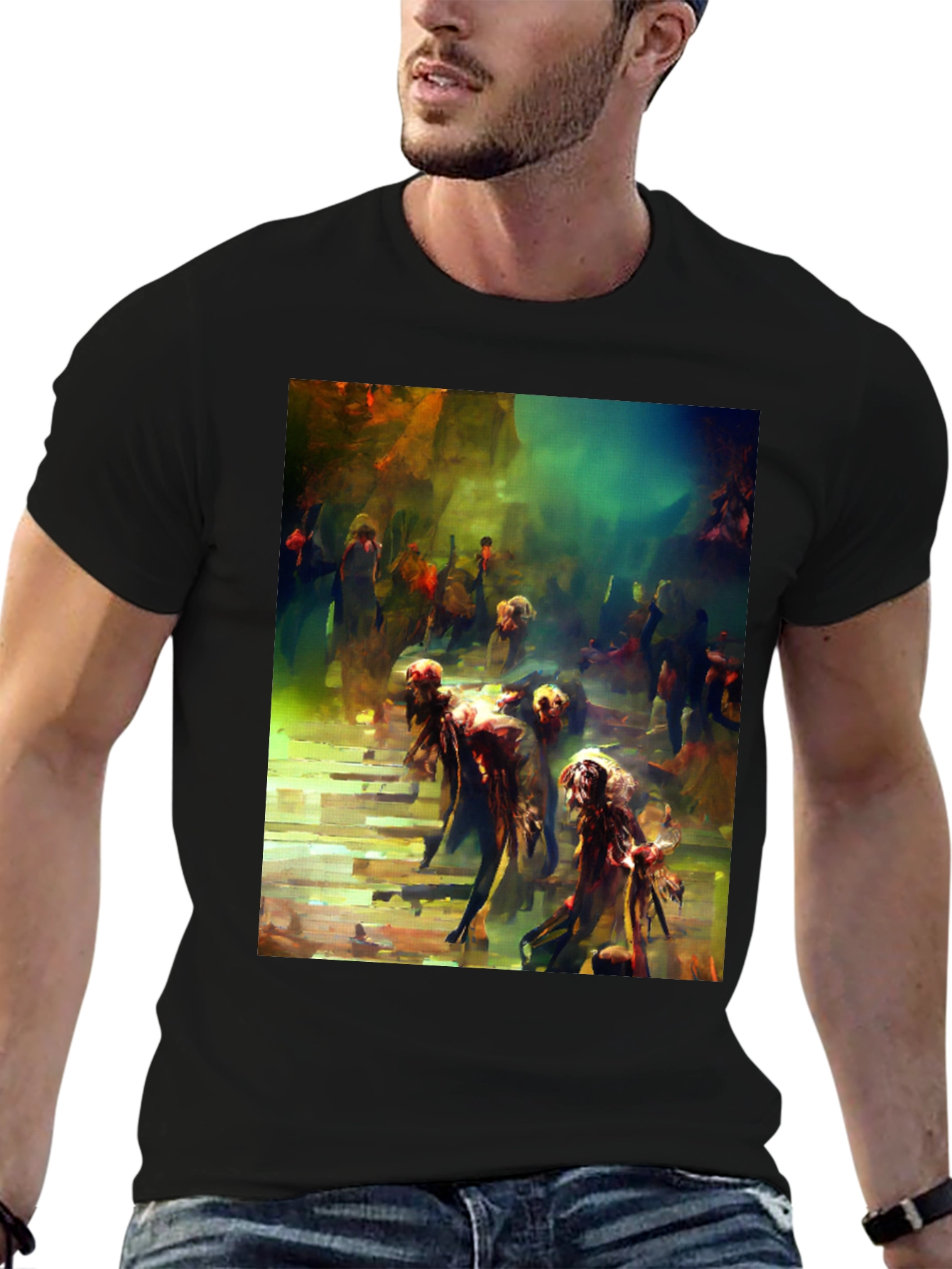 Artistic Zombie Throng Graphic Tee
