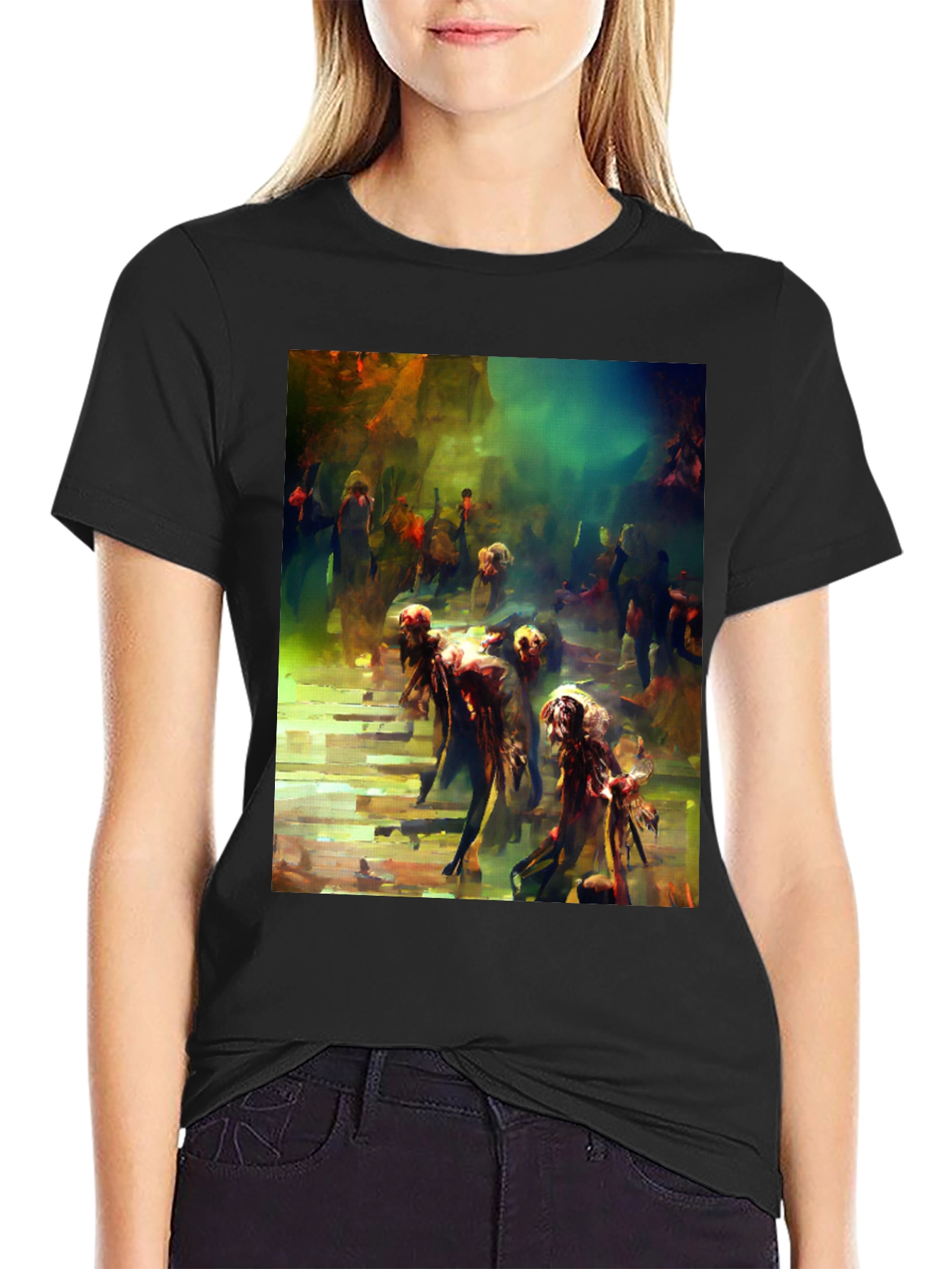 Artistic Zombie Throng Graphic Tee