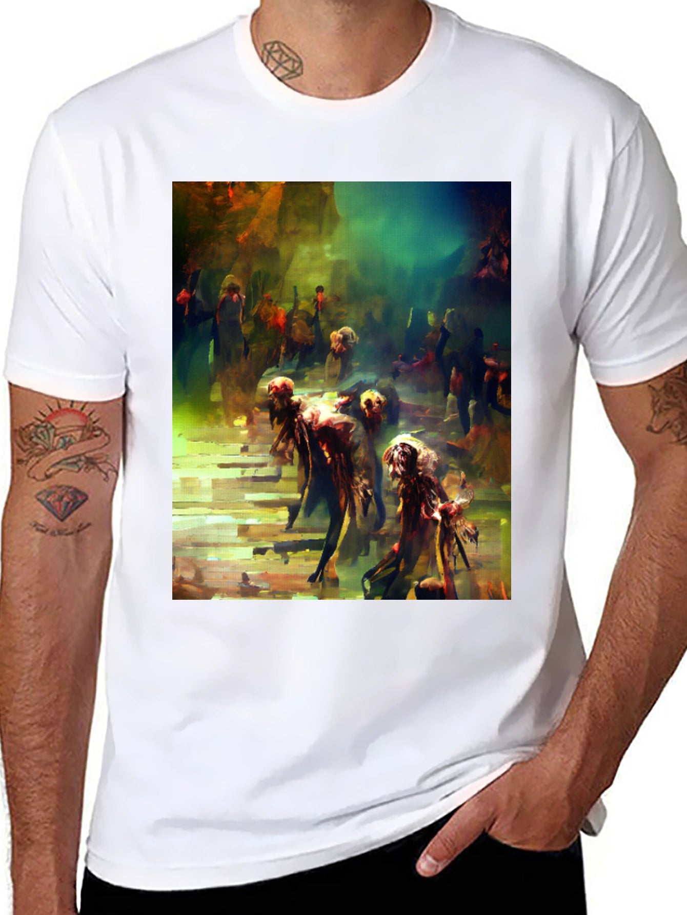 Artistic Zombie Throng Graphic Tee