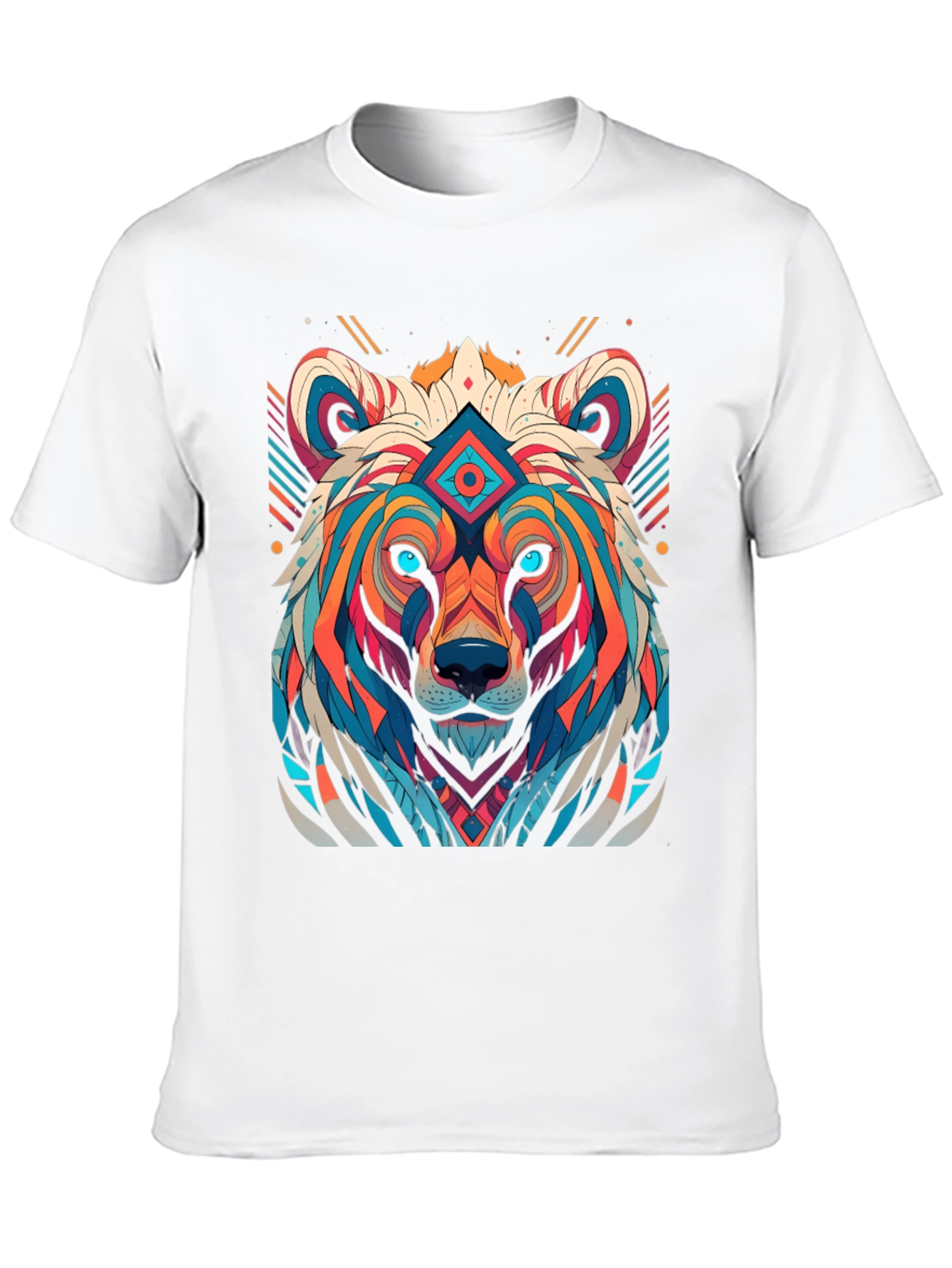 Geometric Bear Graphic Tee - Black