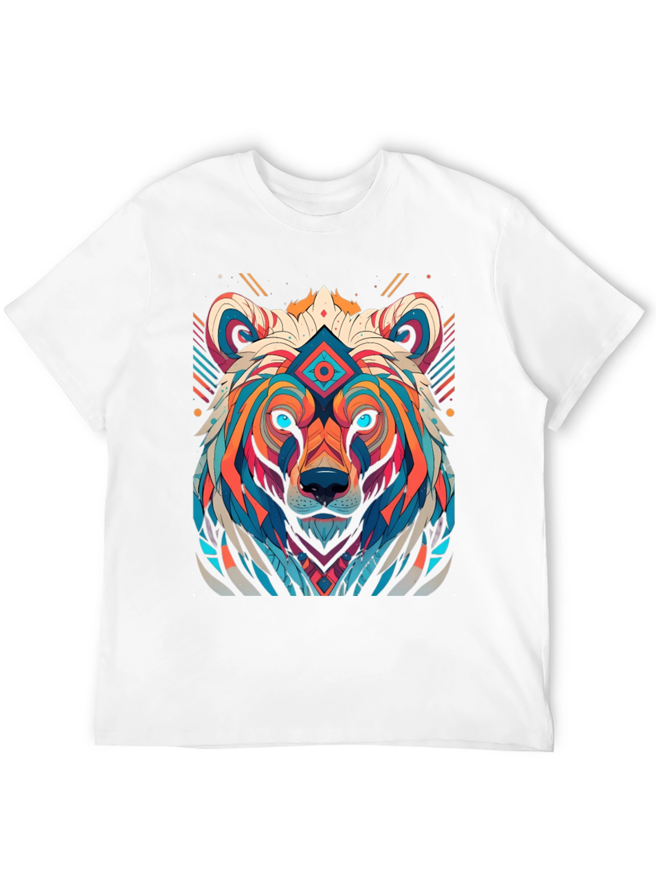 Geometric Bear Graphic Tee - Black