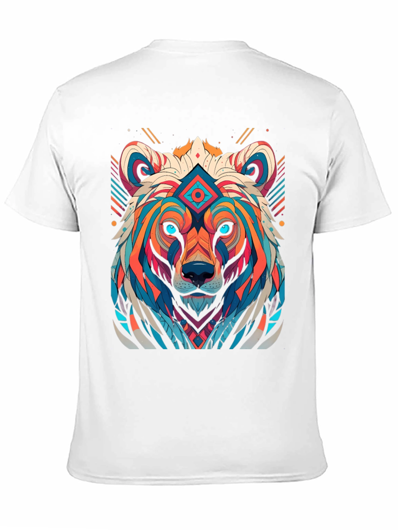 Geometric Bear Graphic Tee - Black