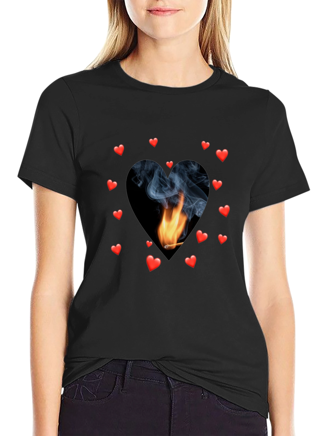 Heart Flame Tee - Black Graphic T-Shirt