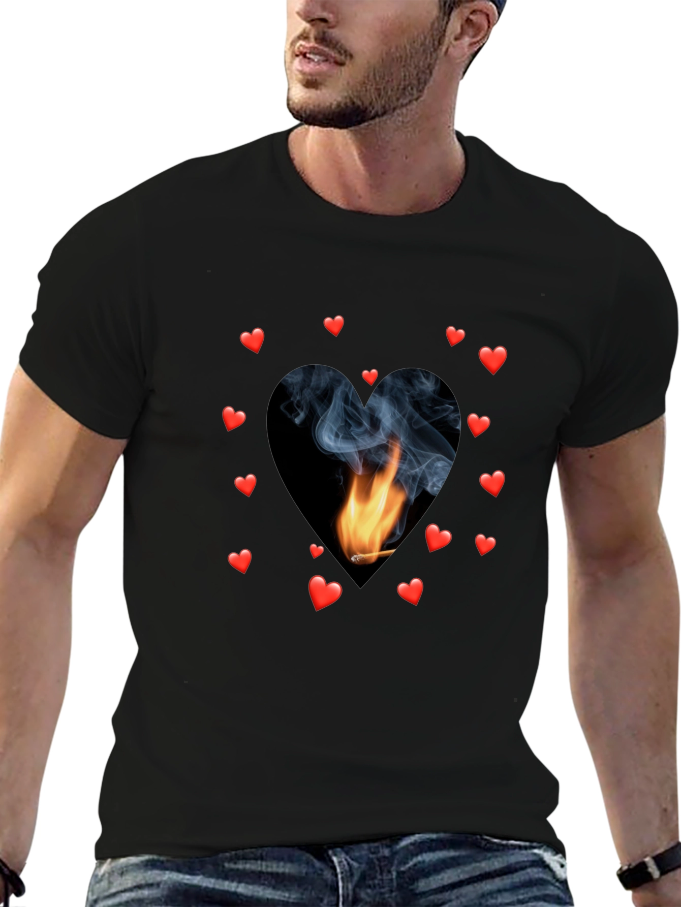 Heart Flame Tee - Black Graphic T-Shirt
