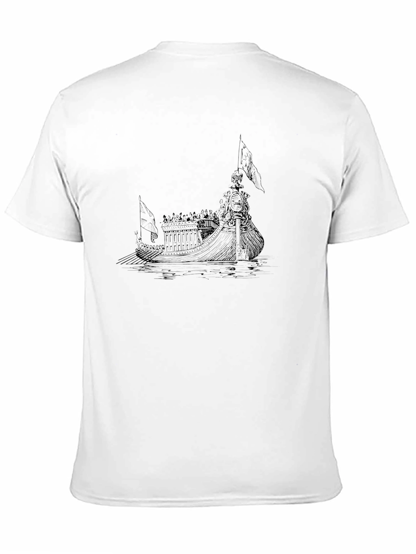 Ancient Ship Graphic Tee - Black Cotton T-Shirt