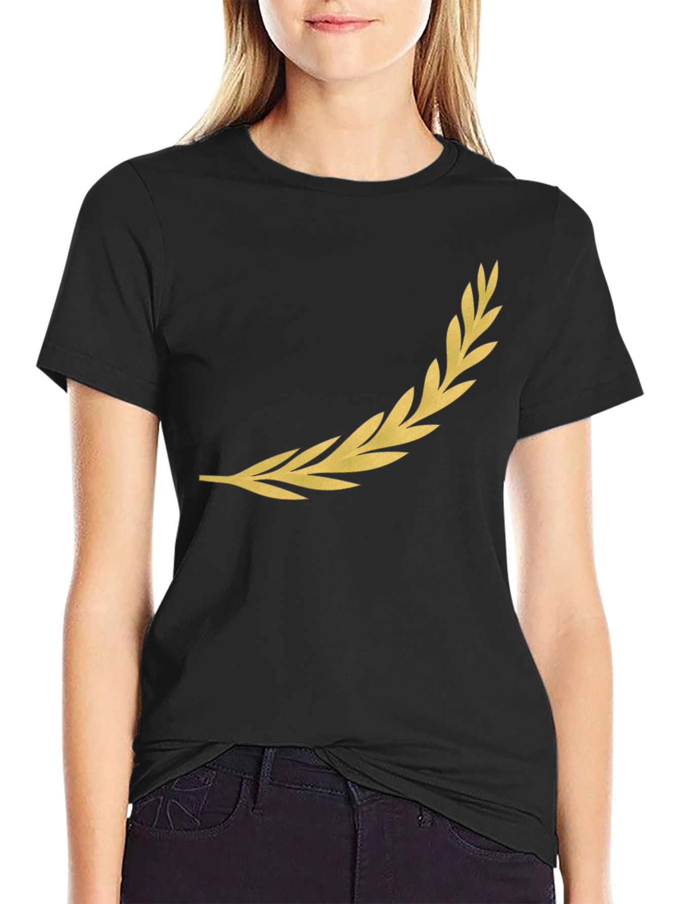 Golden Laurel Wreath Black T-Shirt