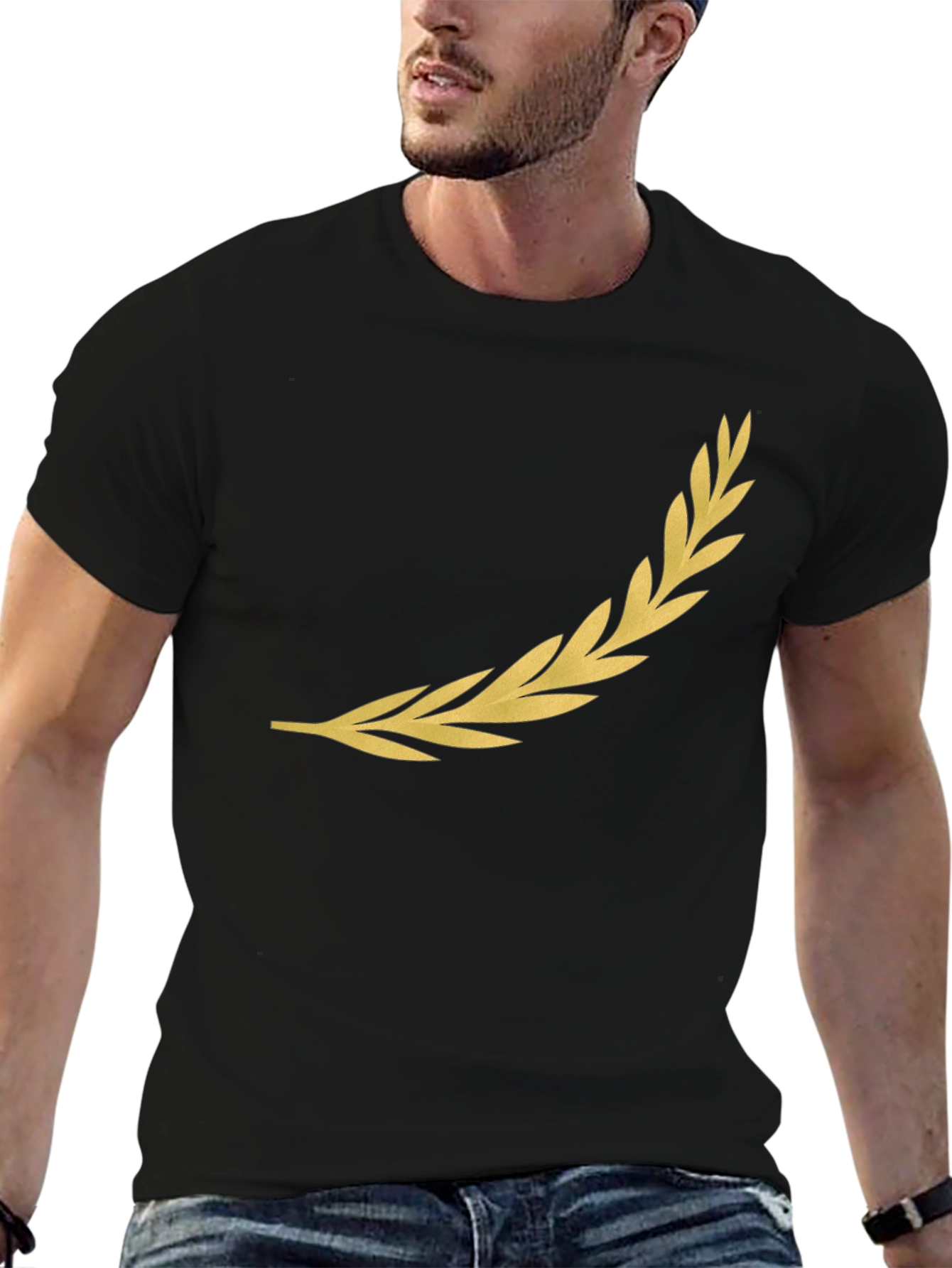 Golden Laurel Wreath Black T-Shirt