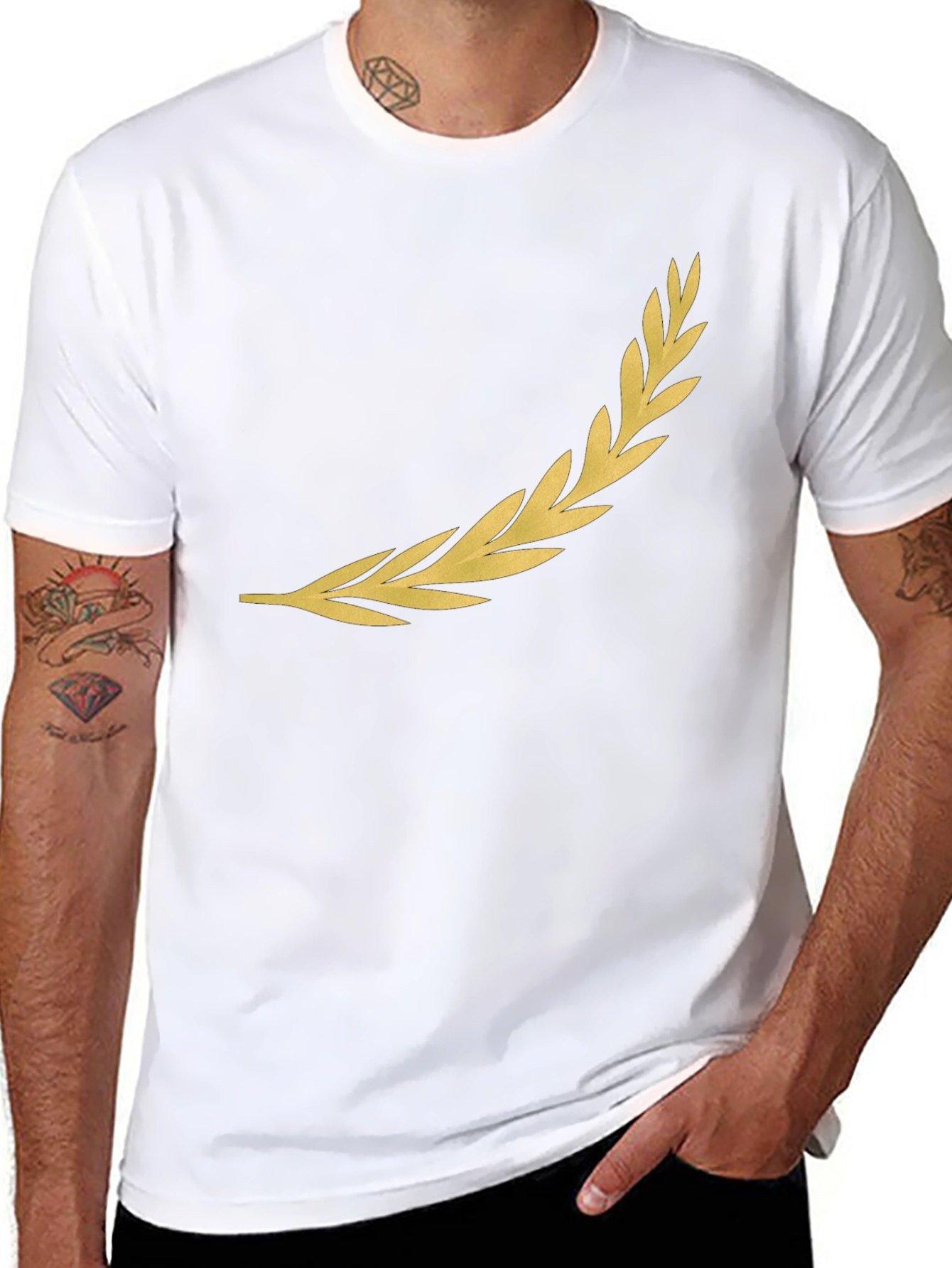 Golden Laurel Wreath Black T-Shirt